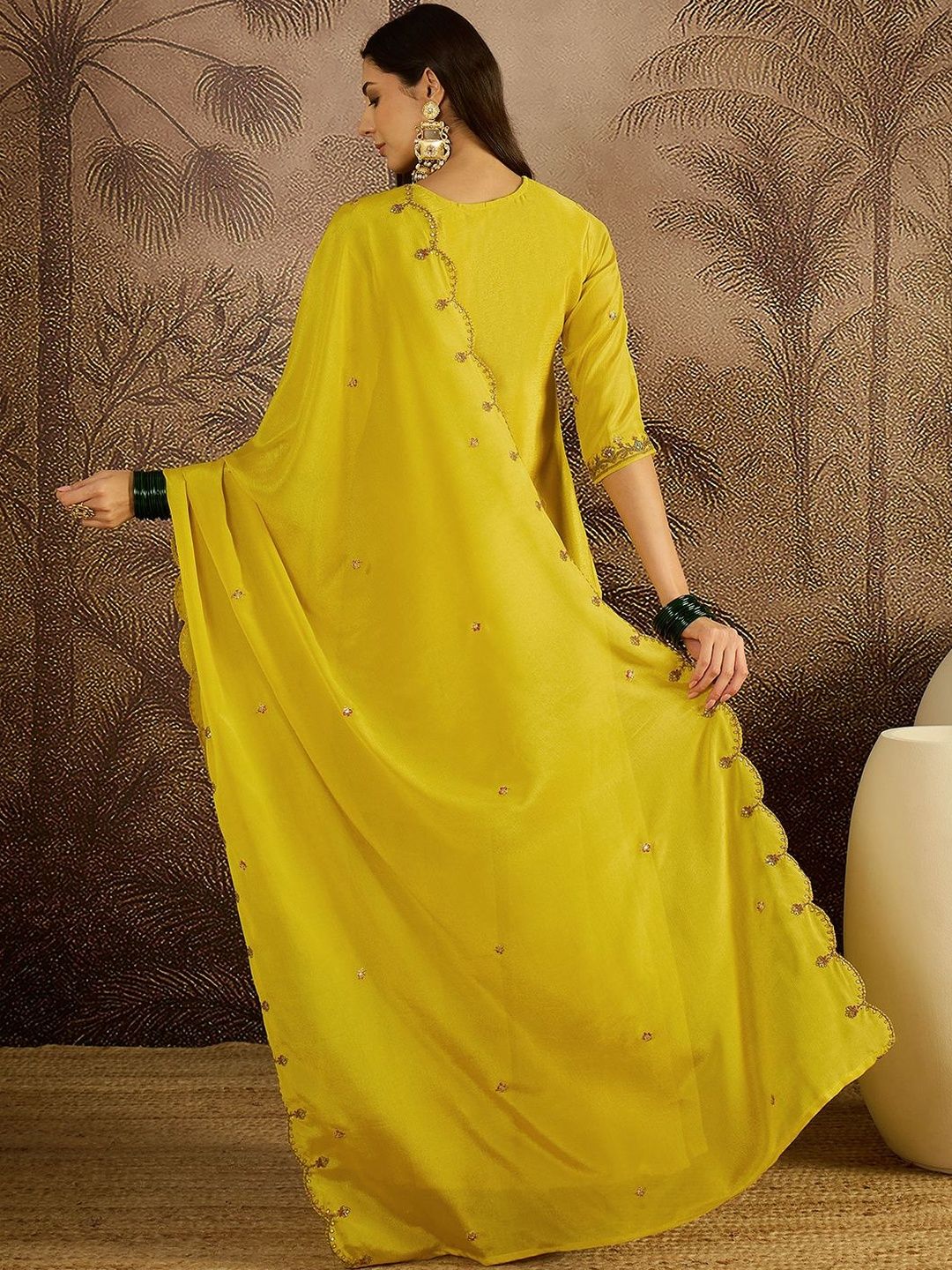 Dhiyona SN Women Embroidered Thread Work Kurta with Sharara & With Dupatta