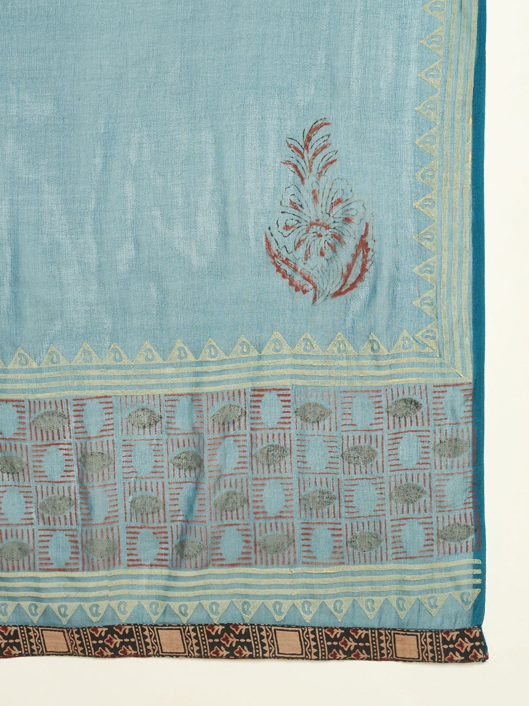 Square Neck A-Line Kurta & Palazzos With Dupatta