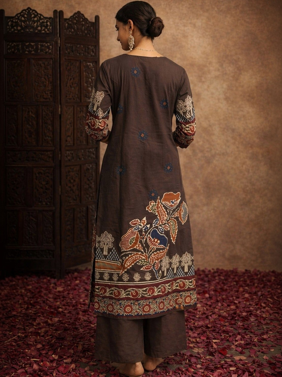 Women Ethnic Motifs Printed Regular Pure Cotton Kurta with Palazzos & With Dupatta