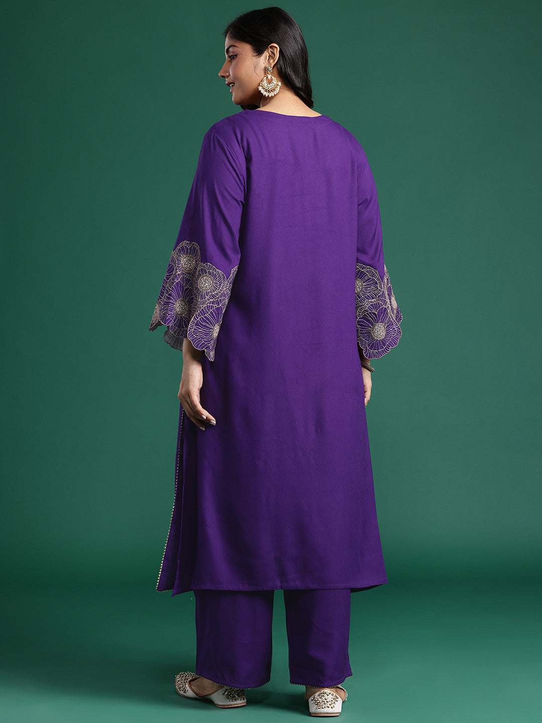 Plus Size Thread Work Kurta with Palazzos