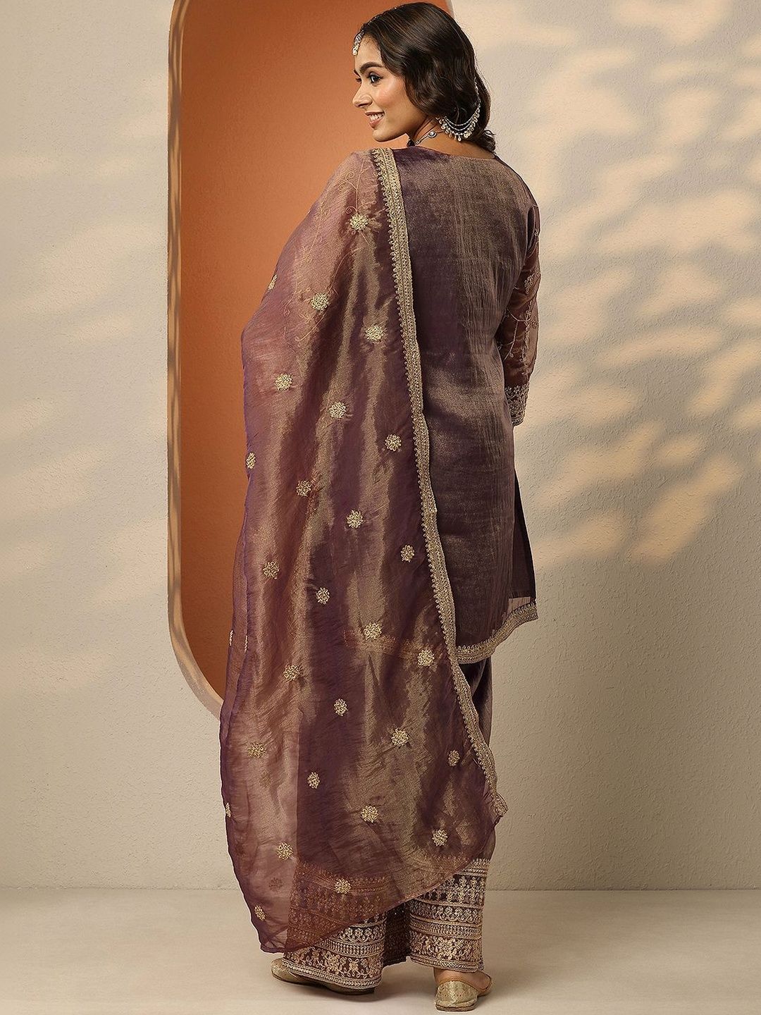Dhiyona LL Women Ethnic Motifs Embroidered Regular Thread Work Kurta with Palazzos & With Dupatta