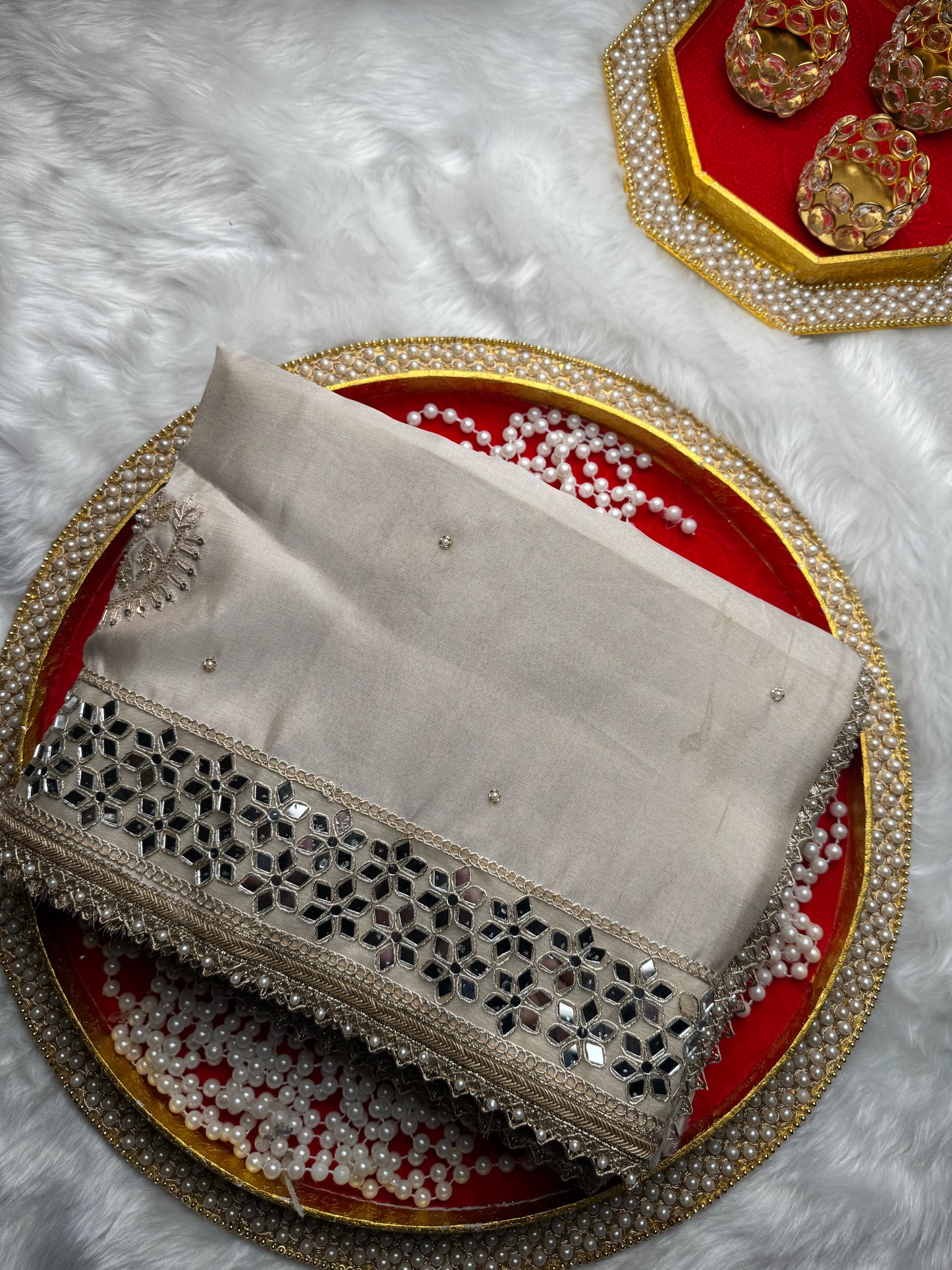 Dhiyona HH Chand Noor Jhalar Zardozi Hand Embroidery Mirror Work Saree