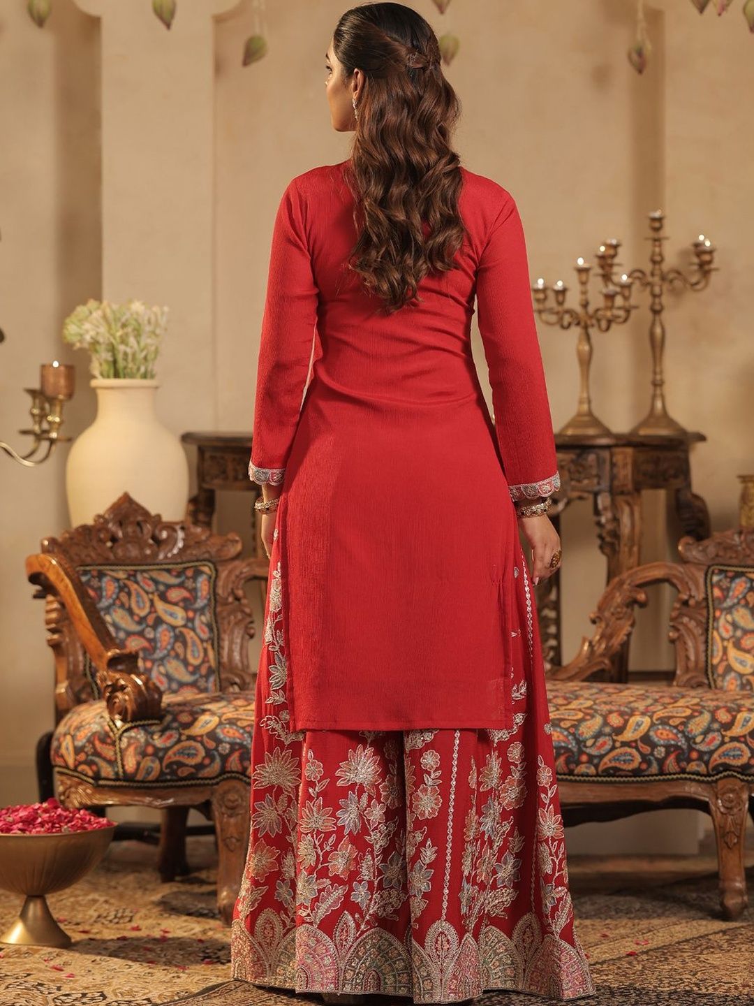 Dhiyona IE Women Floral Printed Kurta with Palazzo & Dupatta