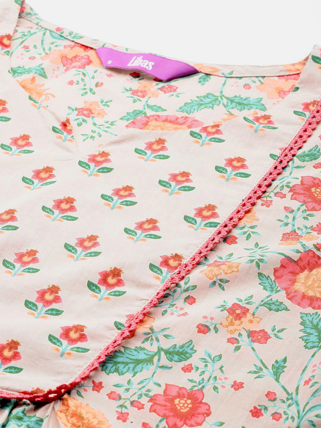 Floral Printed Notch Neck Straight Kurta With Salwar