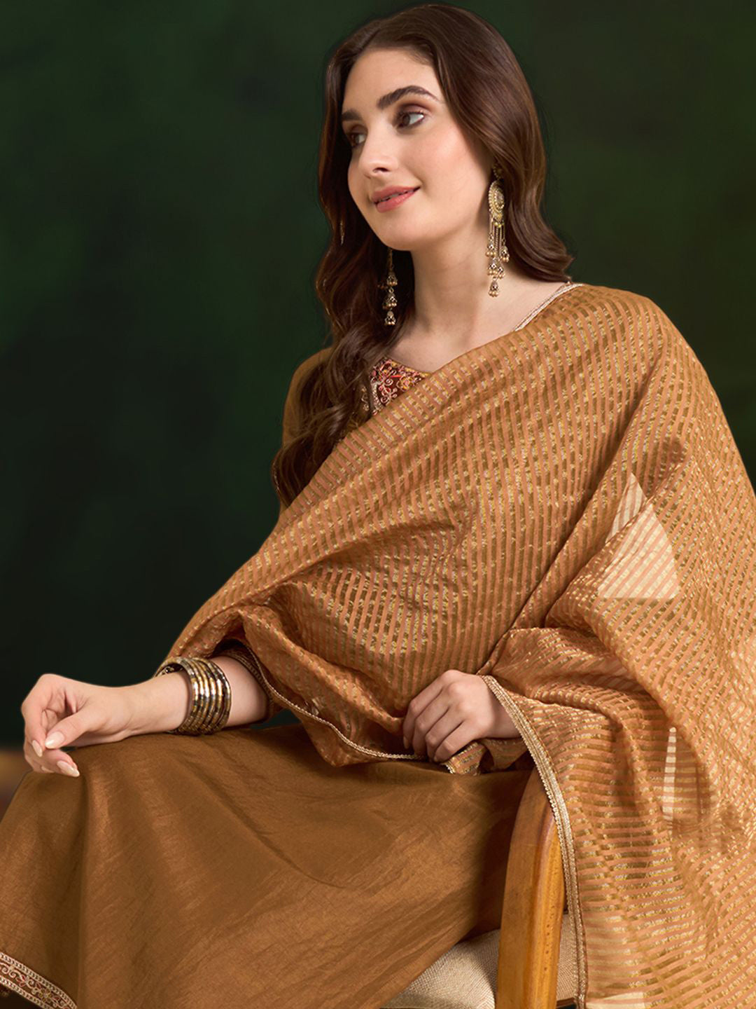 Embroidered Sequence Kurta & Trousers with Dupatta
