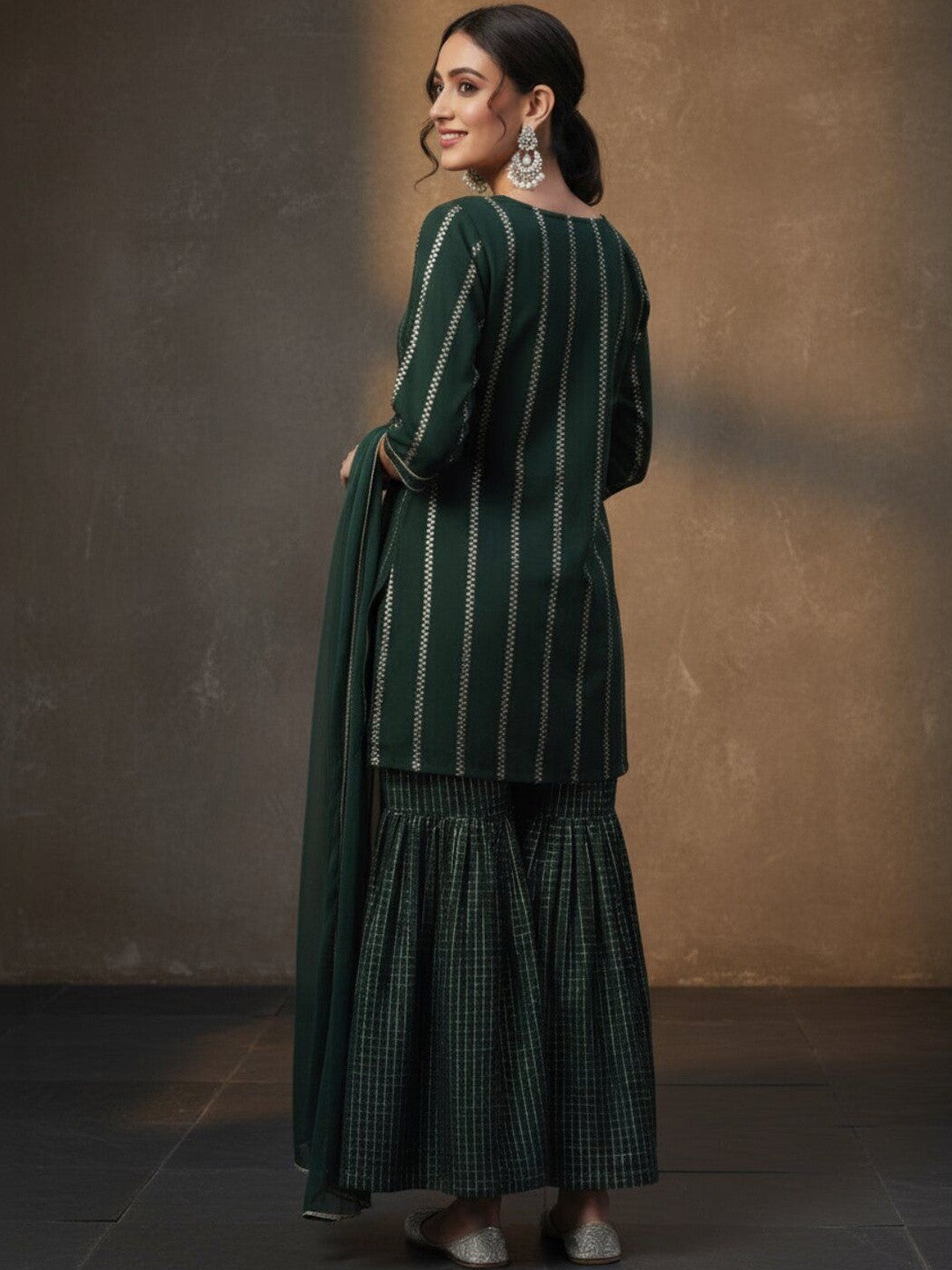 Women Ethnic Motifs Printed Regular Kurta with Sharara & With Dupatta