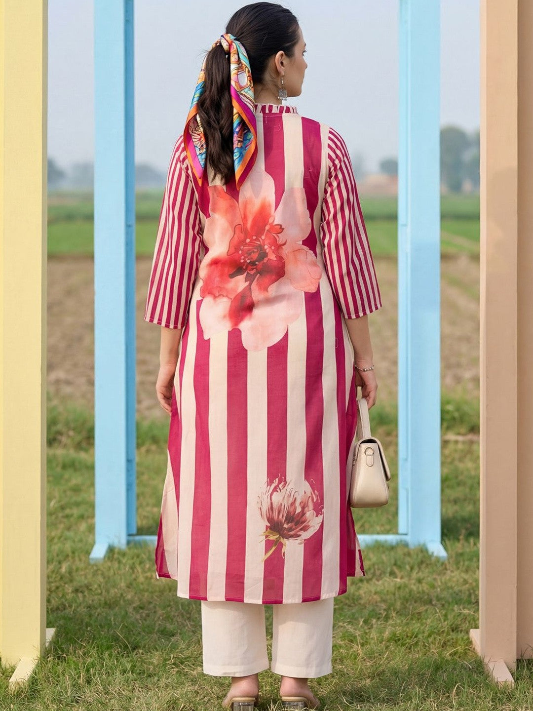 Women Printed Regular Pure Cotton Kurta with Trousers