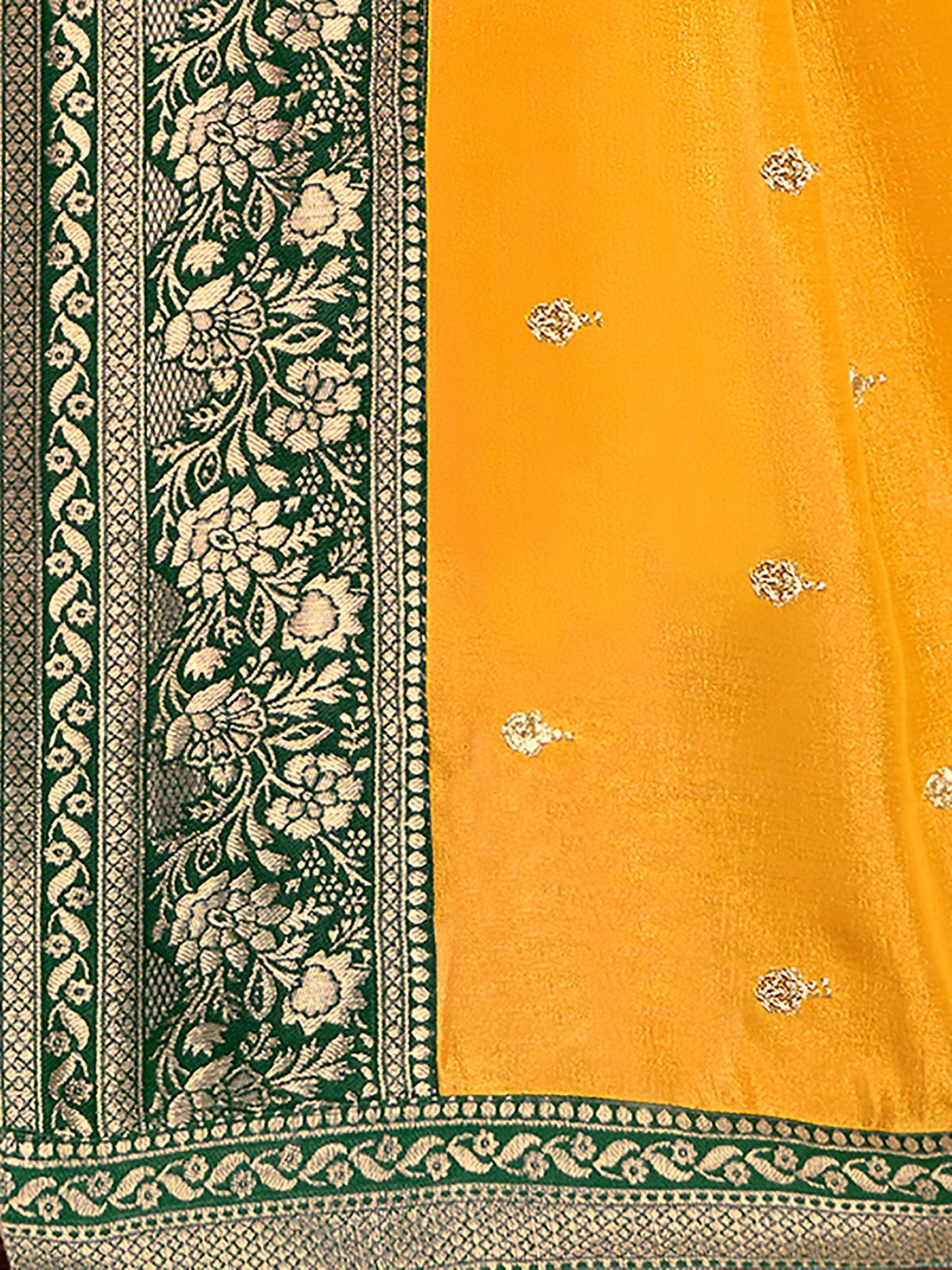 Women's Vichitra Silk Yellow Embellished Designer Saree With Blouse Piece