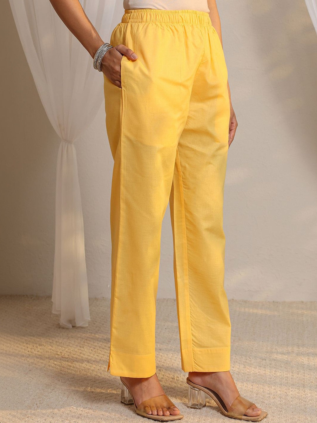 Libas Yellow Geometric Printed Straight Suit Set with Dupatta