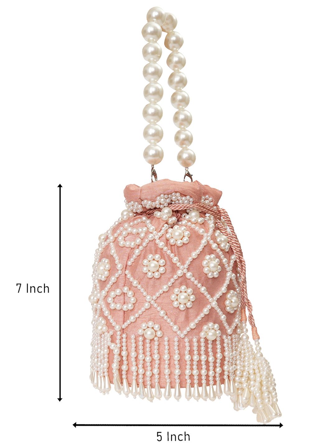 Dhiyona NR Pearls Embroidered Embellished Velvet Potli Clutch