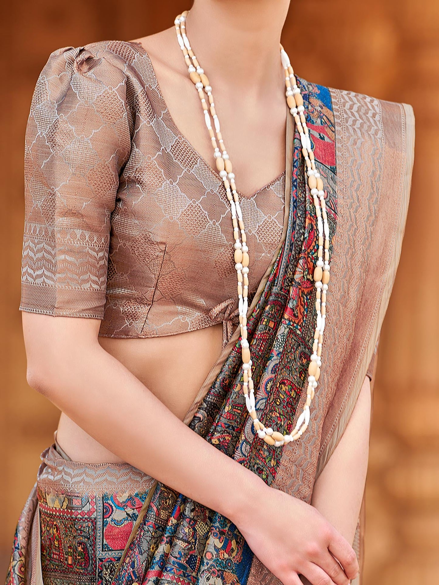 Women's Silk Blend Multicolored Woven Design Designer Saree With Blouse Piece