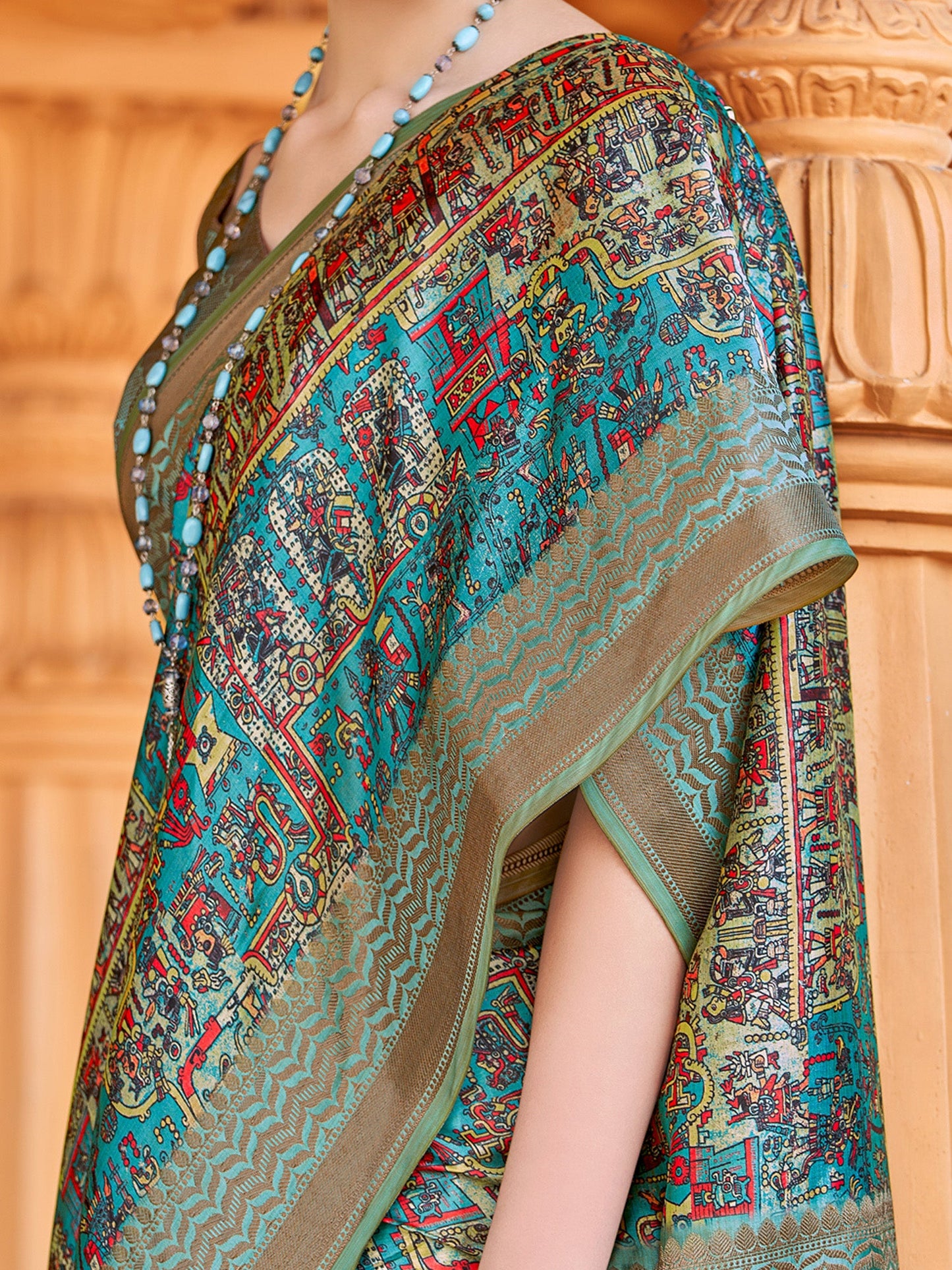 Women's Silk Blend Blue Woven Design Designer Saree With Blouse Piece