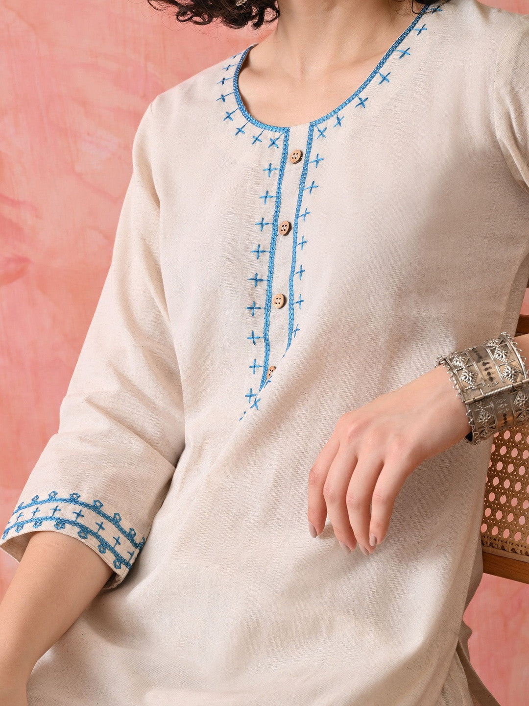 Printed Pure Cotton Round Neck Kurta & Trousers Kurta Sets