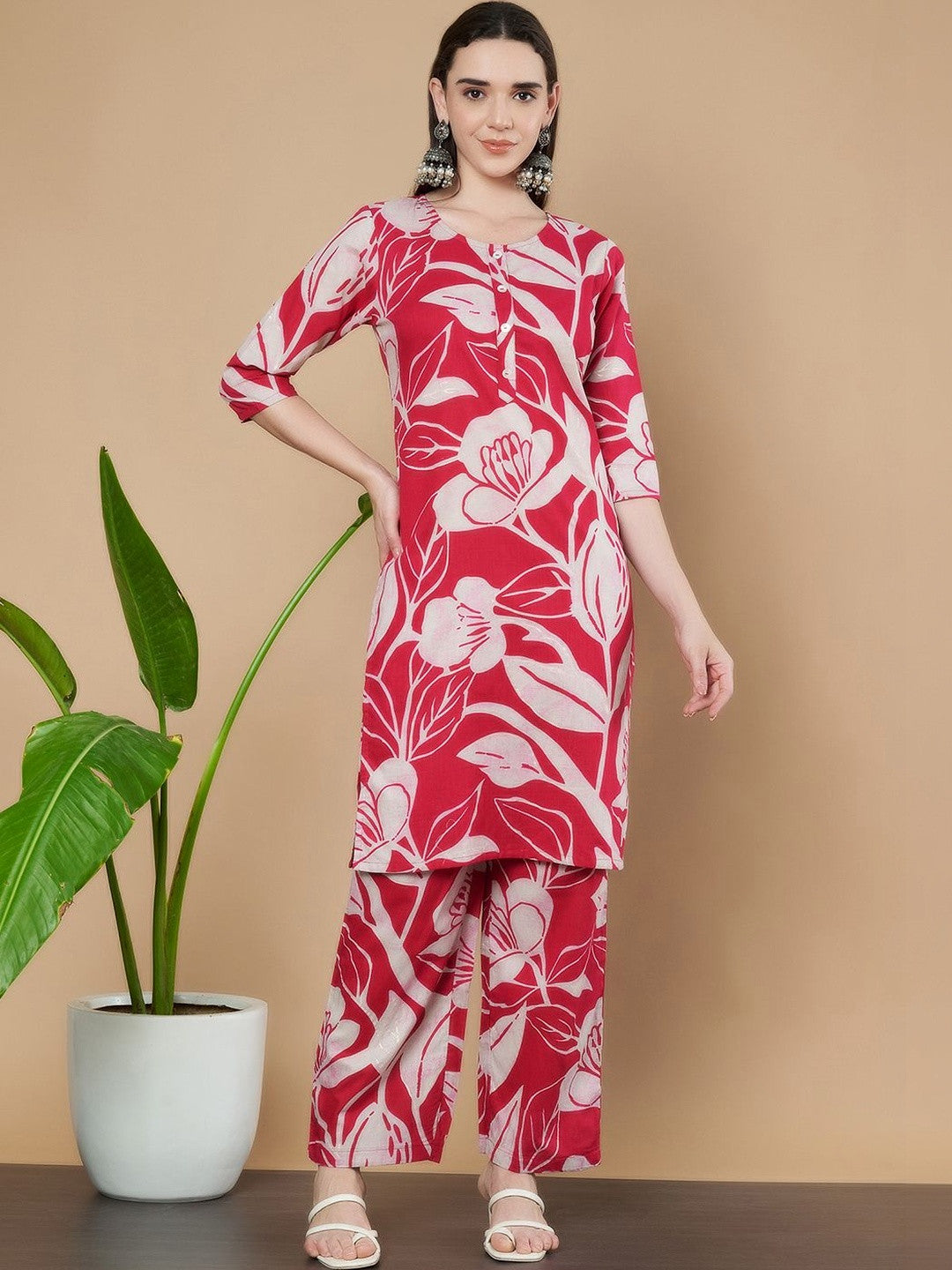 Women Floral Printed Regular Pure Cotton Kurta with Palazzos