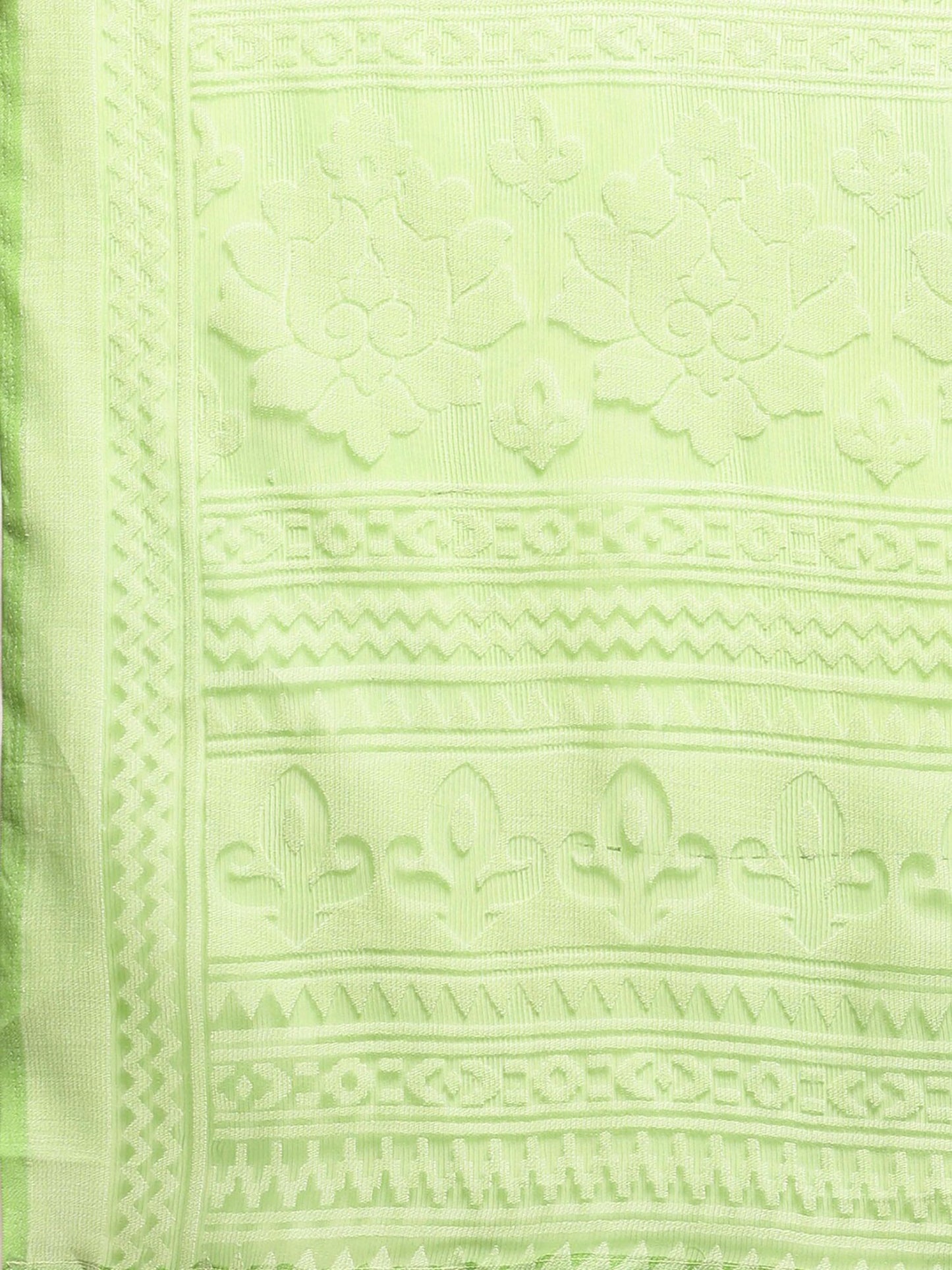 Women's Brasso Green Printed Designer Saree With Blouse Piece