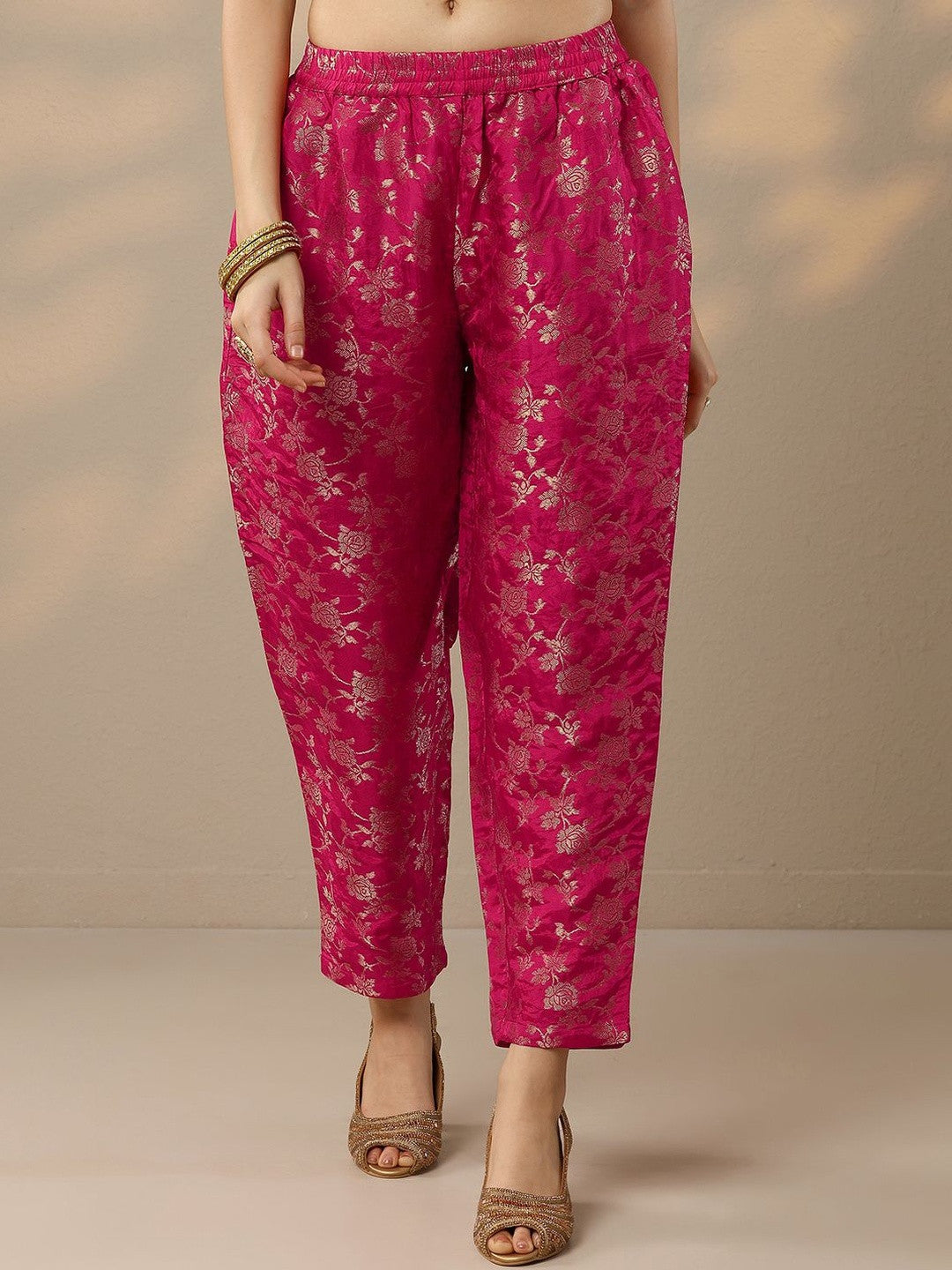 Women Ethnic Motifs Woven Design Zari Kurta with Trousers & Dupatta