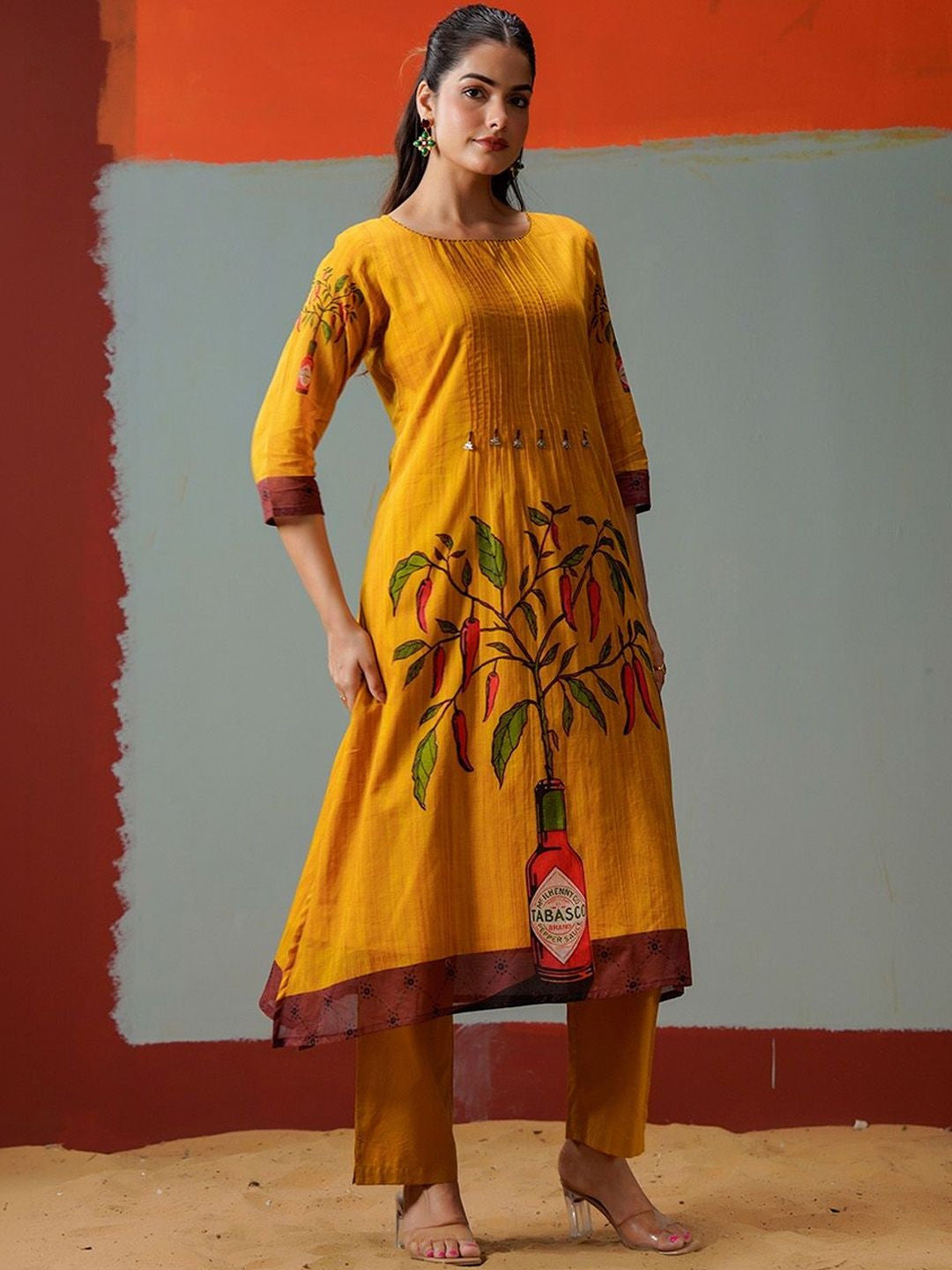Printed Round Neck Kurta & Trousers