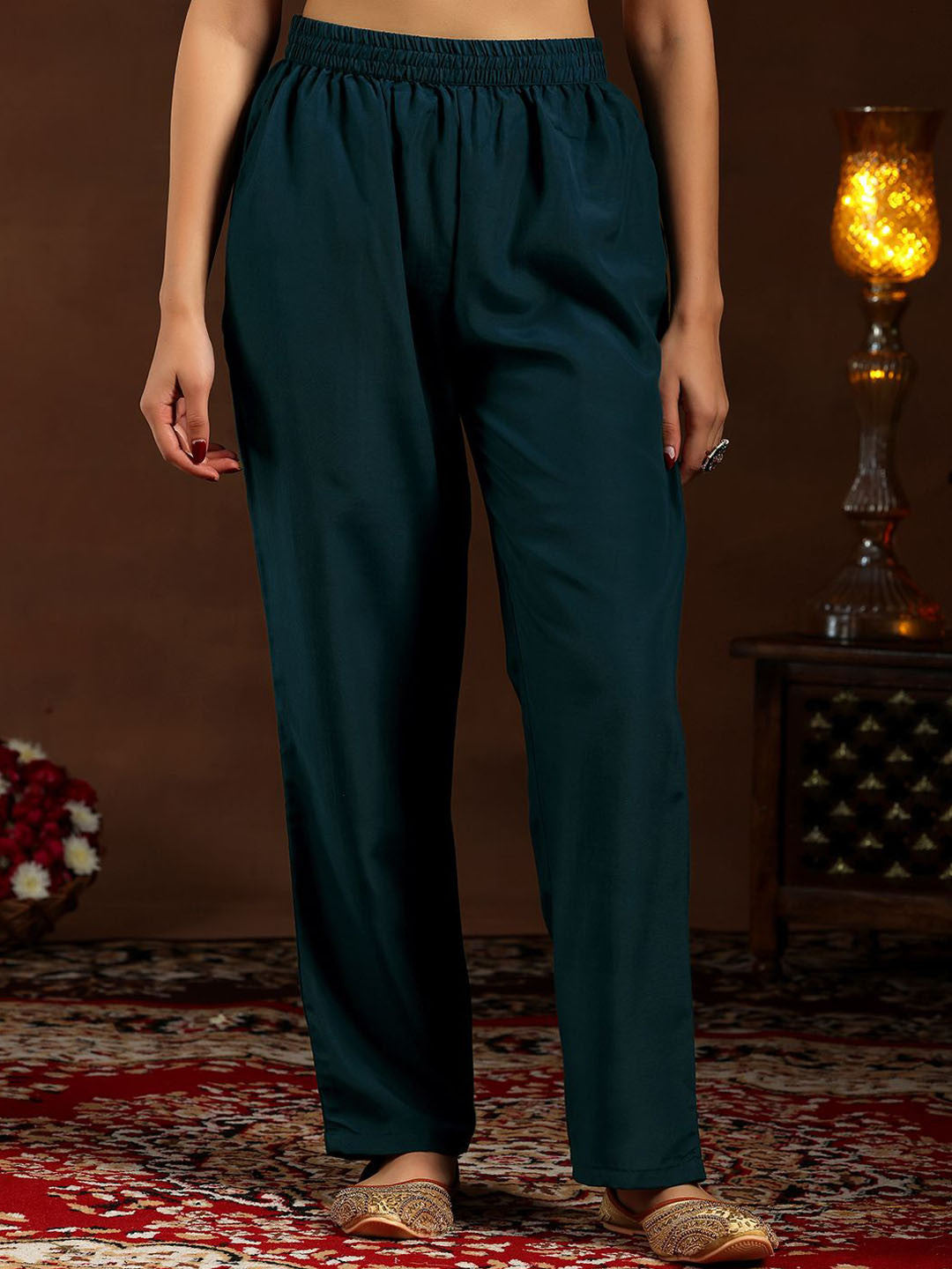 Women Floral Embroidered Regular Sequinned Kurta with Trousers & With Dupatta
