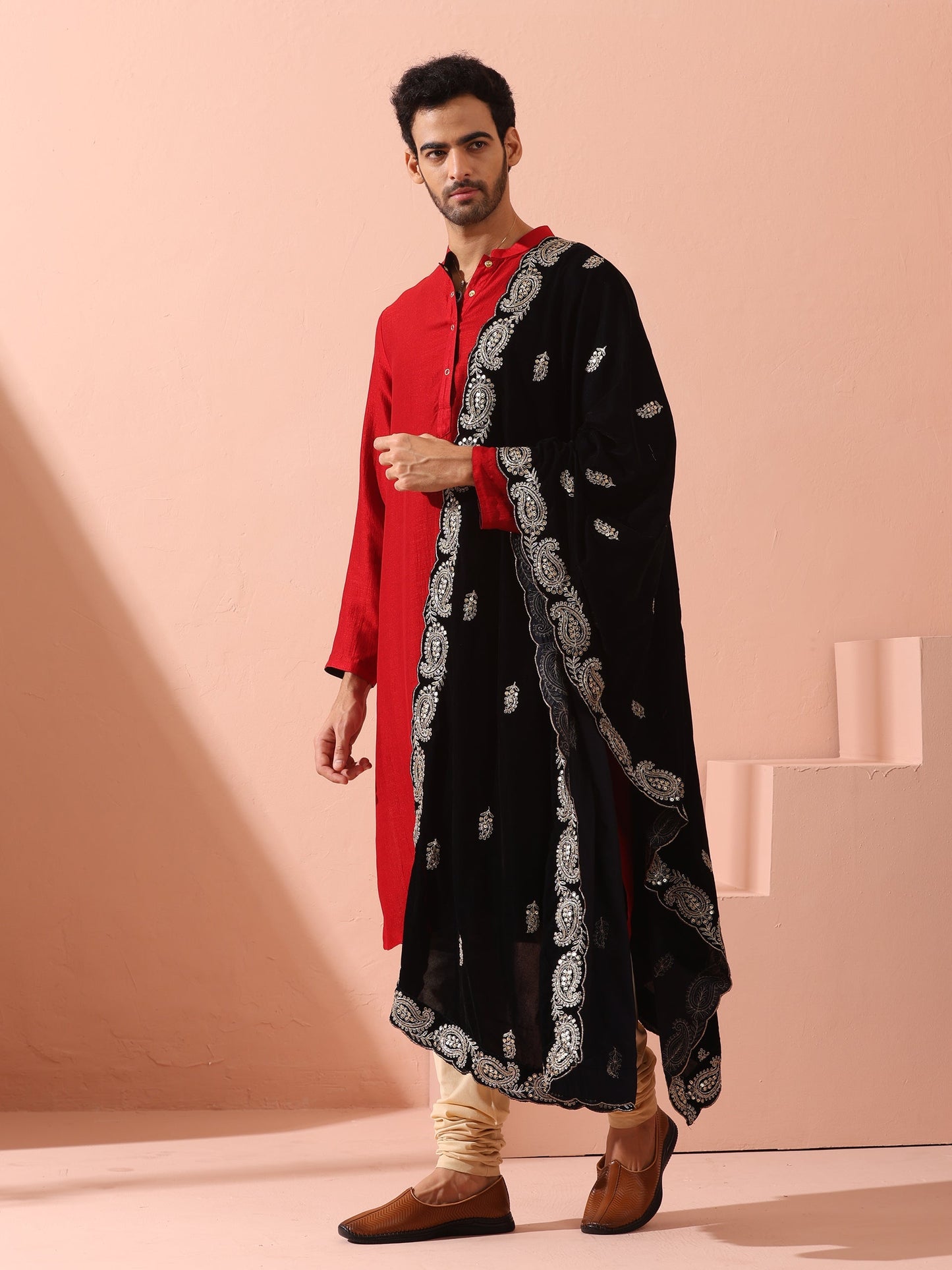 Dhiyona ST Reversable Connoisseur Red Black Kurta With Snaps