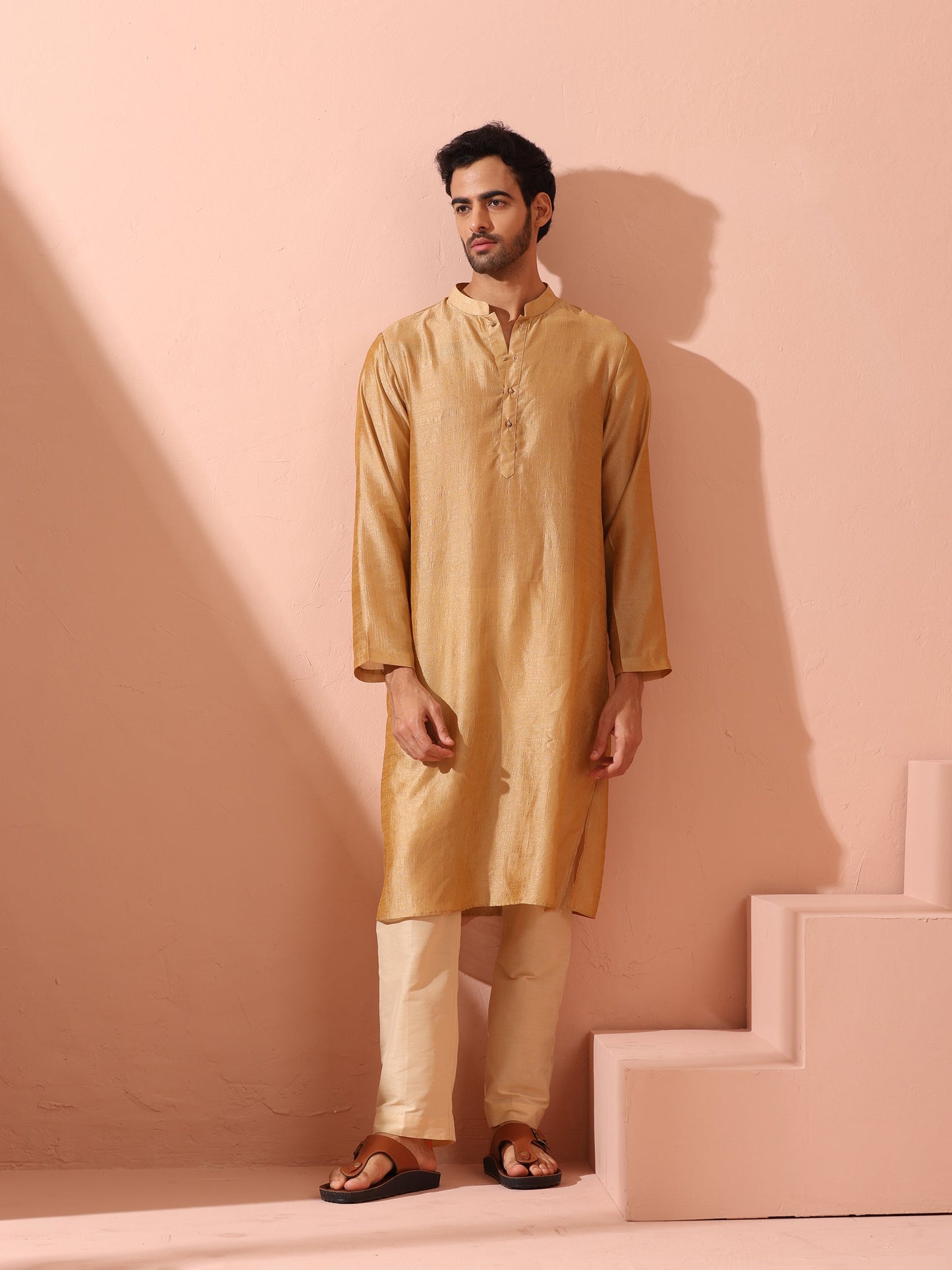 Dhiyona ST Comfort Gold Kurta with Star Buttons