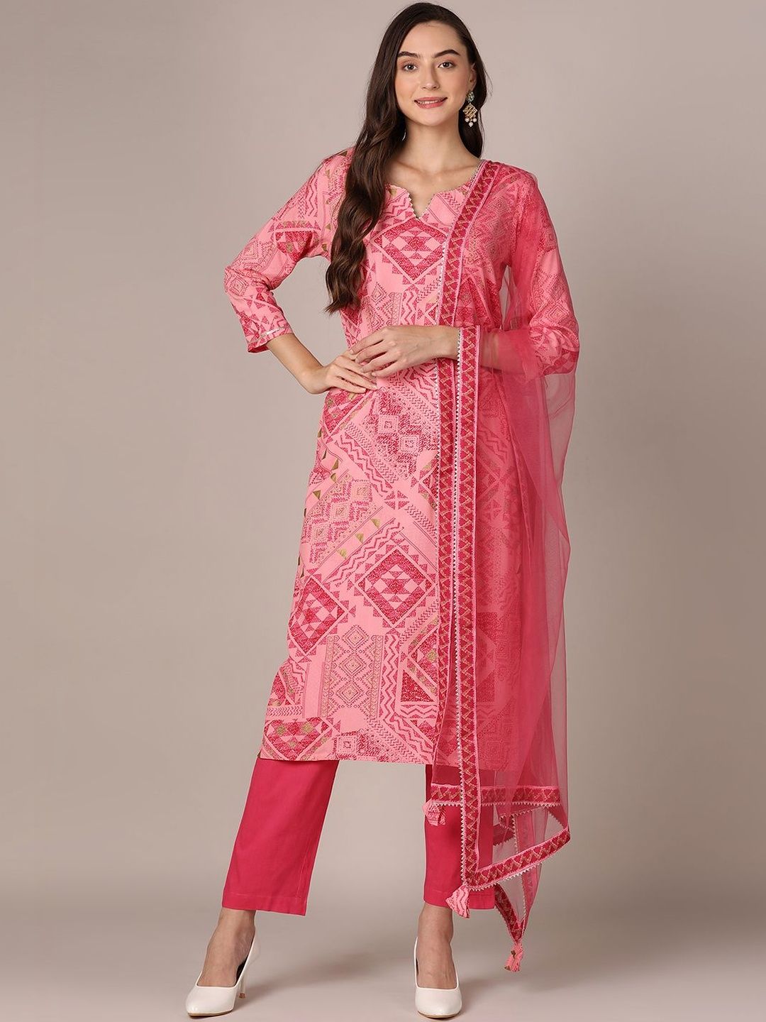 Dhiyona KL Women Printed Regular Kurta with Trousers & With Dupatta