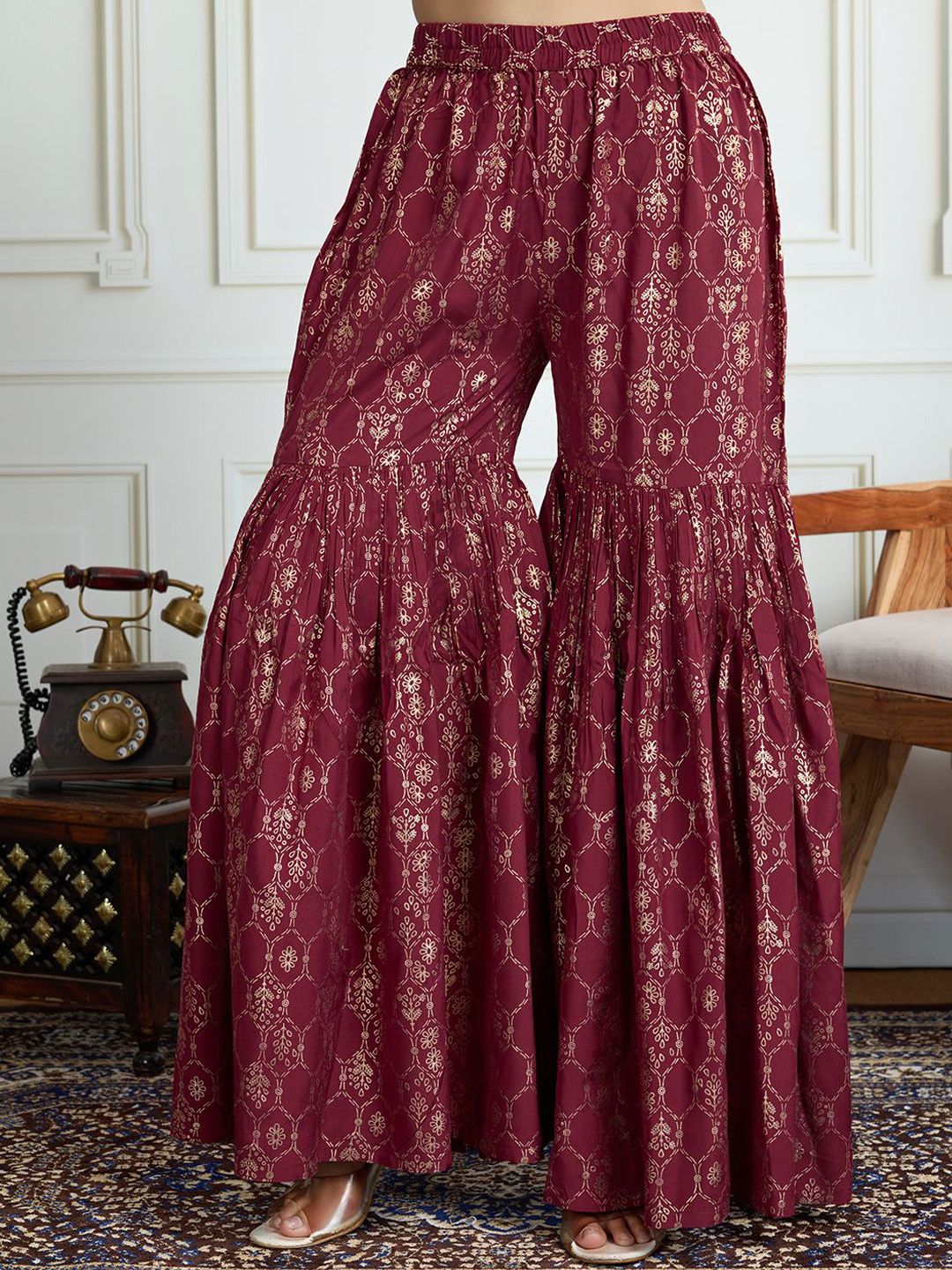 Dhiyona HOP Women Floral Embroidered Kurta with Sharara & Dupatta