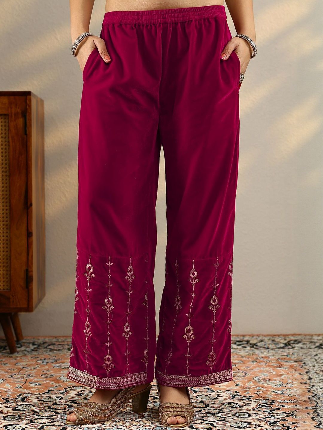 Dhiyona LL Women Ethnic Motifs Embroidered Kurta with Palazzo & Dupatta
