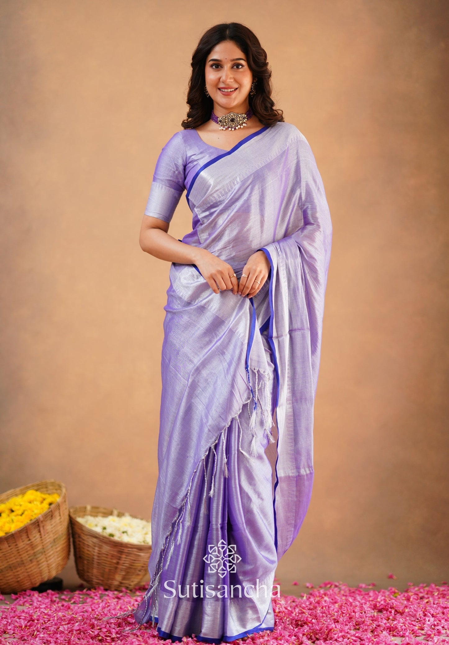Dhiyona SS Sutisancha Lavender Handloom Cotton Tissue Saree