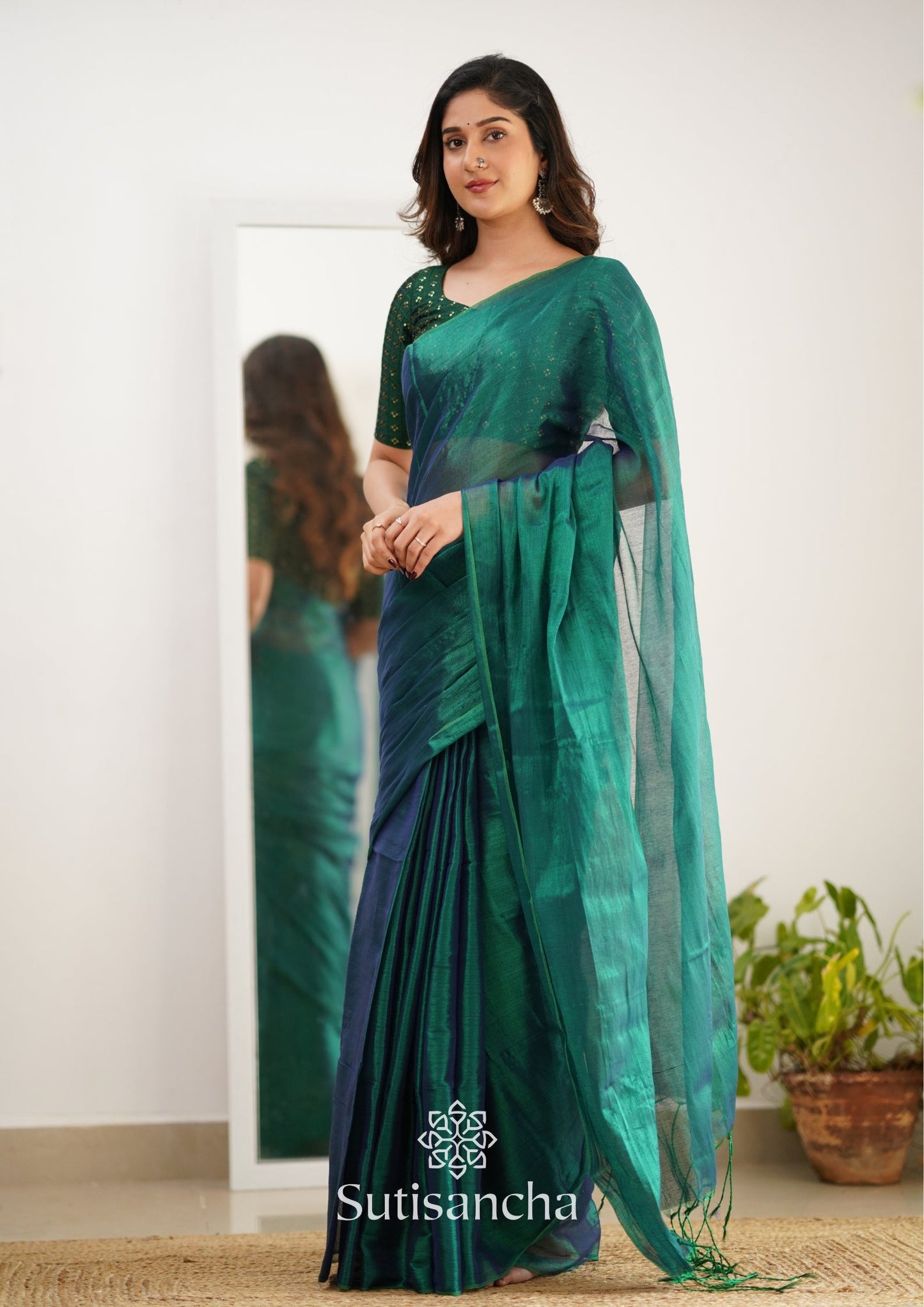 Dhiyona SS Sutisancha Rama Handloom Tissue Saree With Designer Blouse
