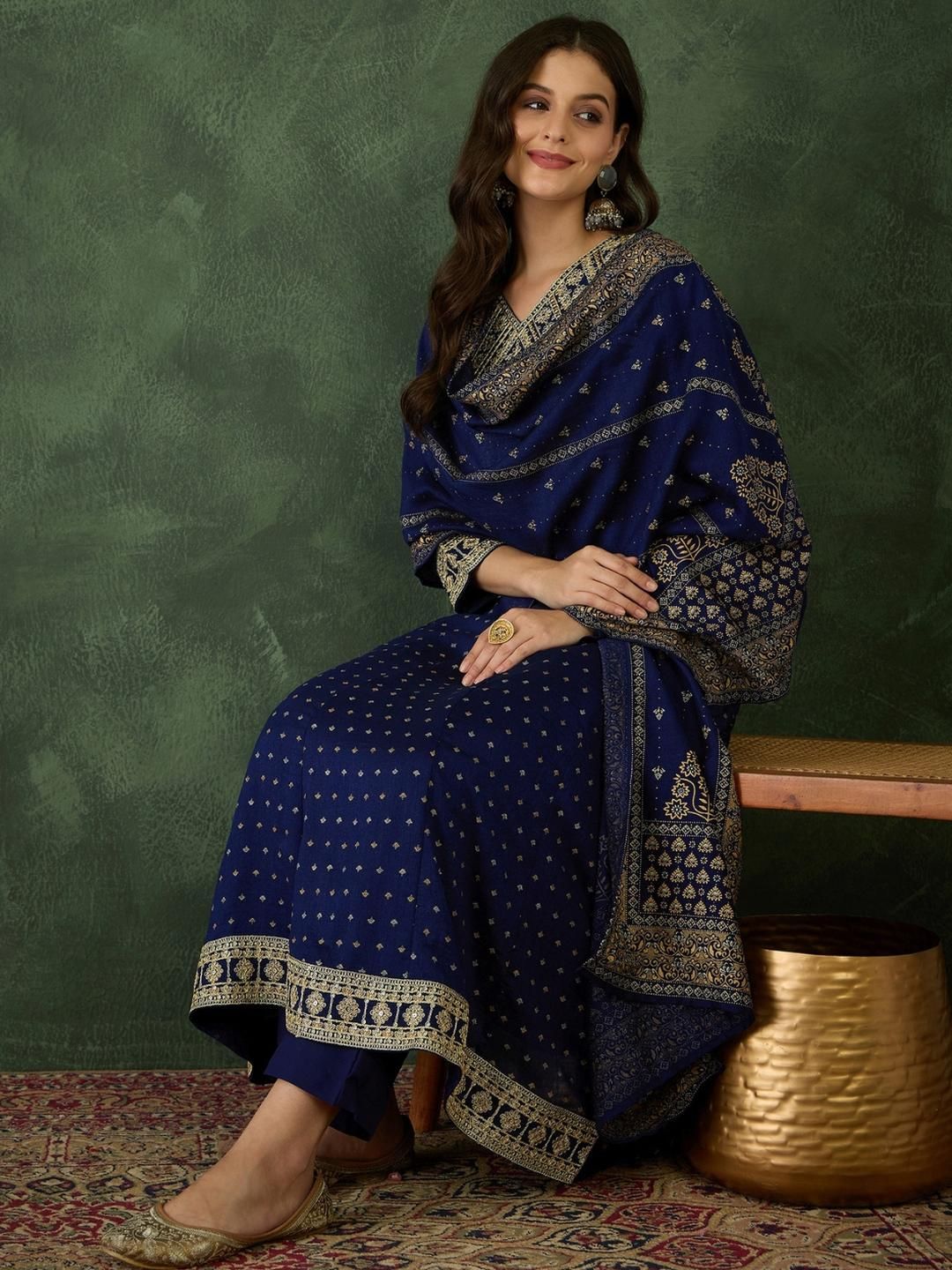 Dhiyona KL Women Blue Art Silk Embroidered Republic Day Republic Day Kurta Sets