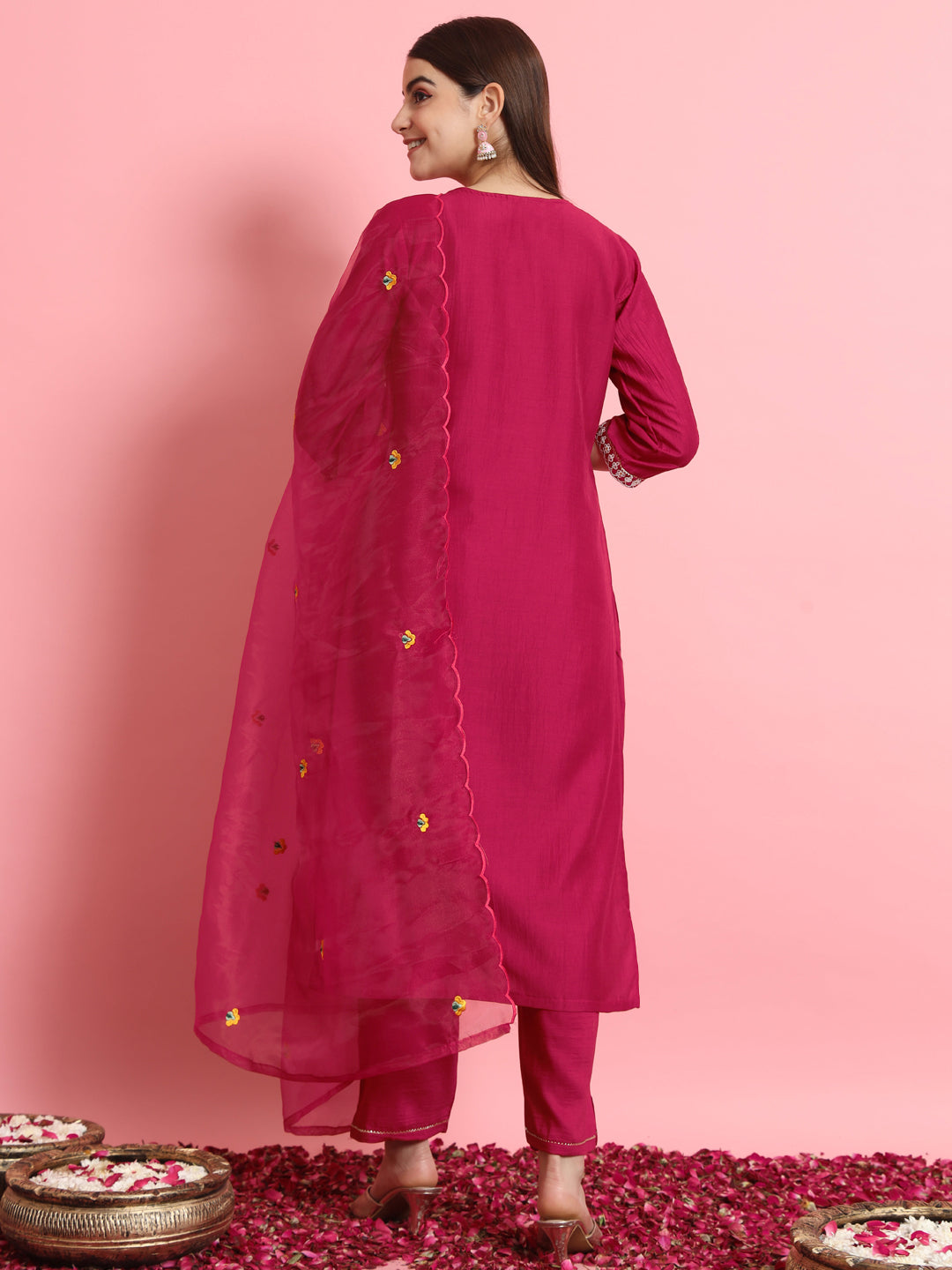 Dhiyona VV Twisha Silk Blend Dori Embroidered Kurta Set