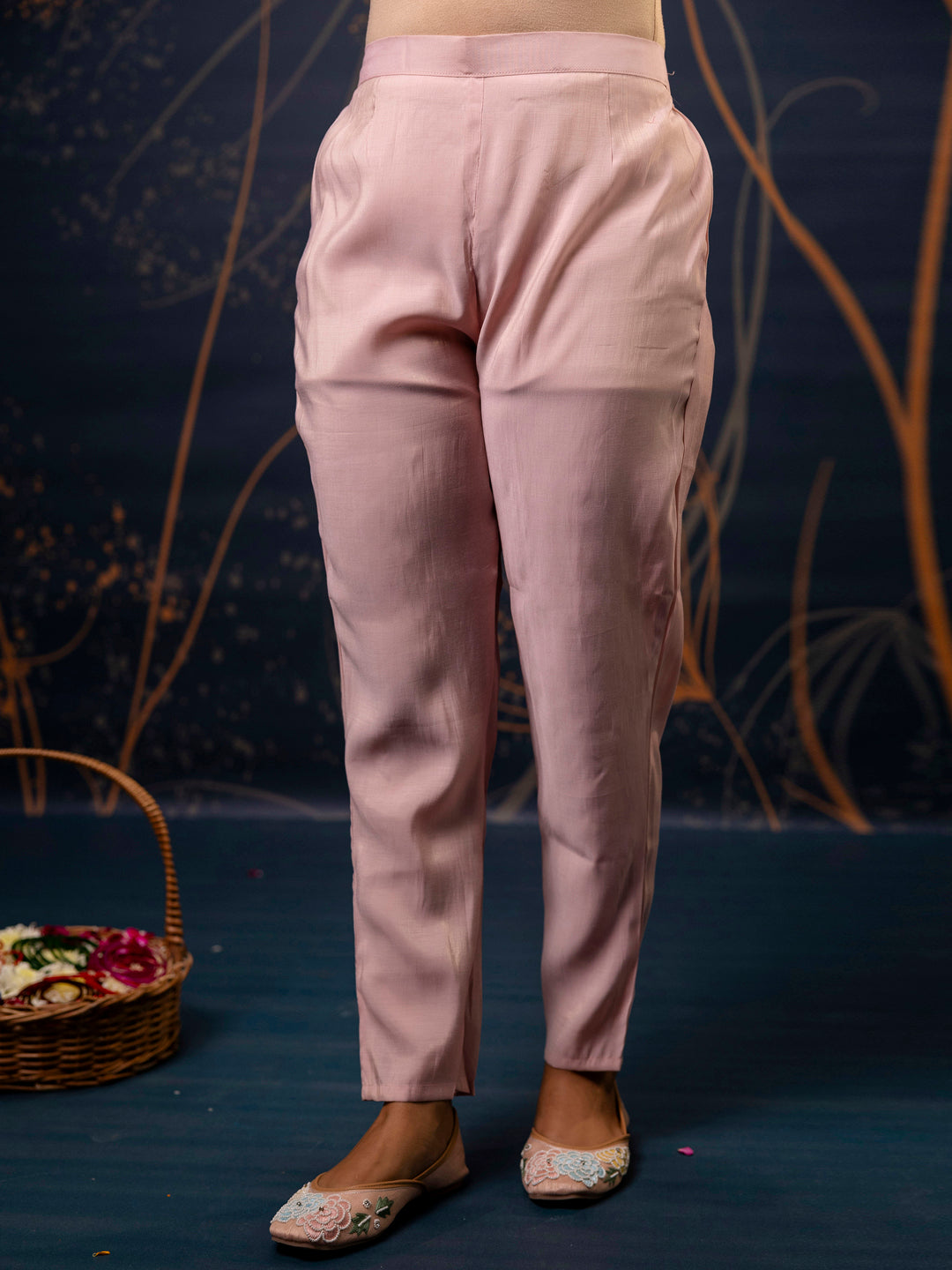 Dhiyona VV Women's Pink Kurta and Pant Sets Simar Silk fabric