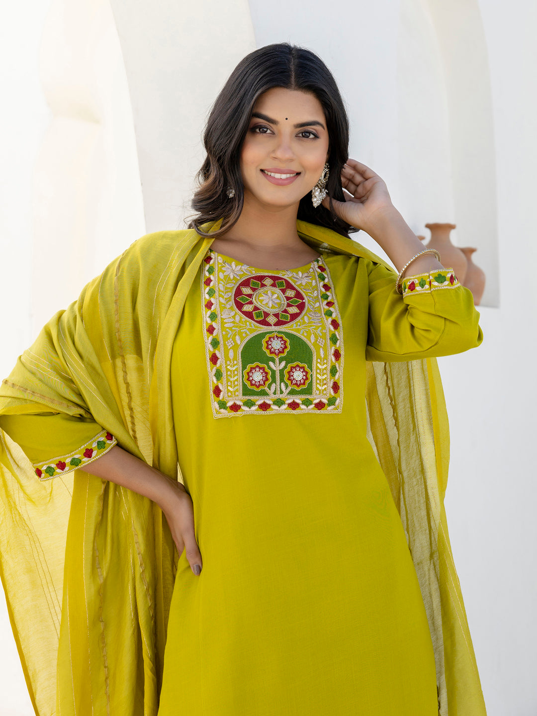 Dhiyona VV Emily Women Kurta and Trousers Pant Sets Cotton Blend