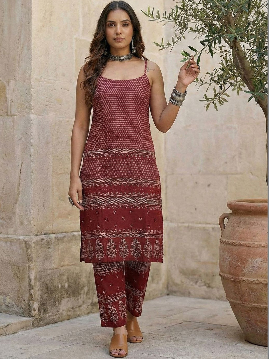 Women Ethnic Motifs Printed Regular Pure Cotton Kurta with Trousers