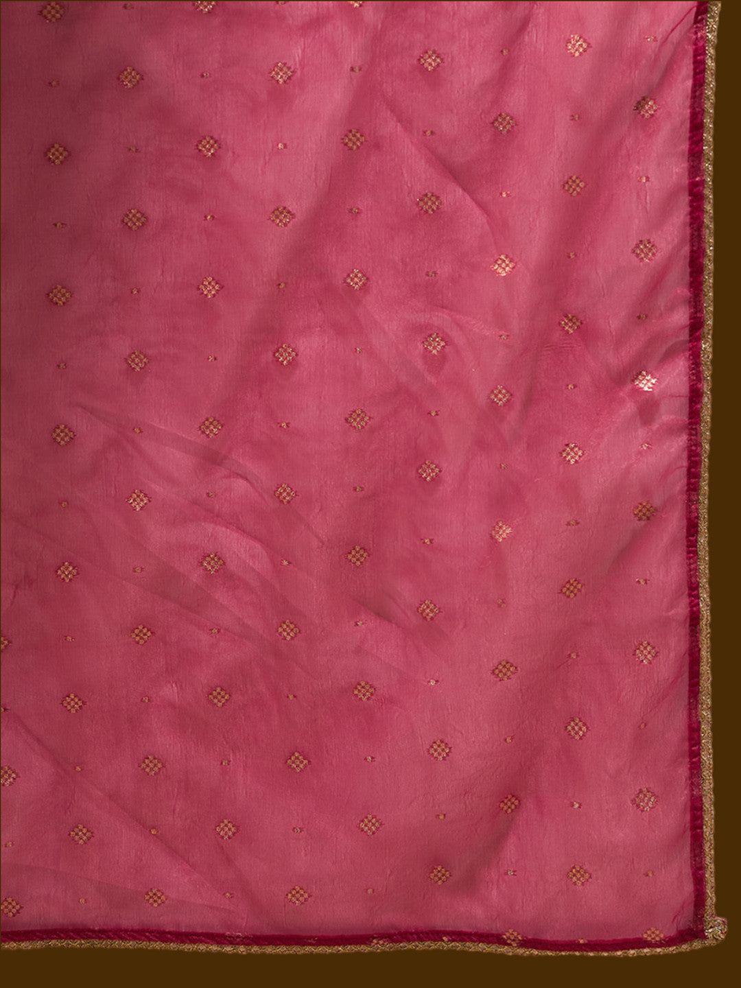 Ethnic Motifs Yoke Design Straight Zari Liva Kurta with Trousers & Dupatta