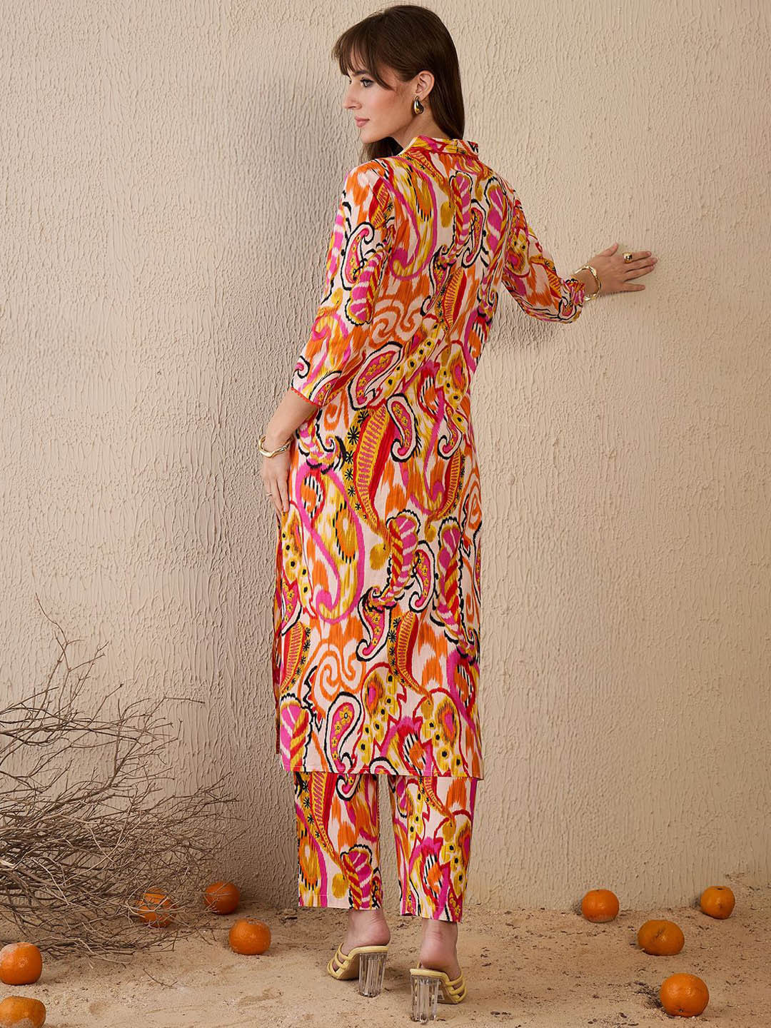 Women Printed Panelled Pure Cotton Kurta with Trousers