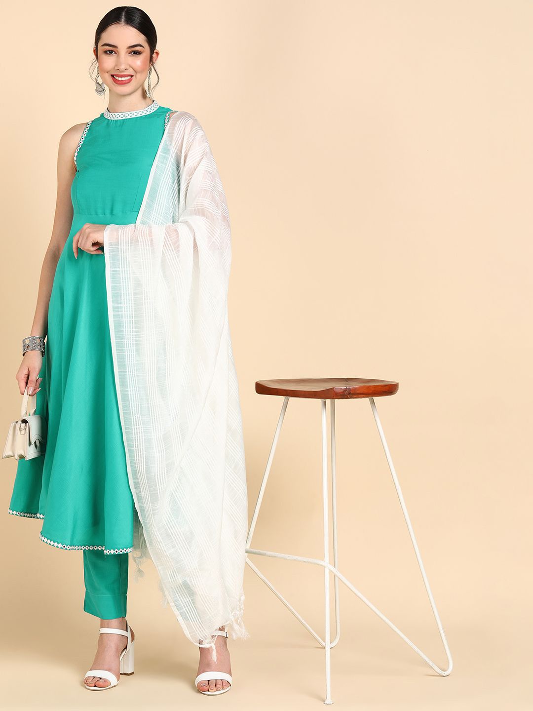 Dhiyona KL Empire Anarkali Kurta With Trousers & Dupatta