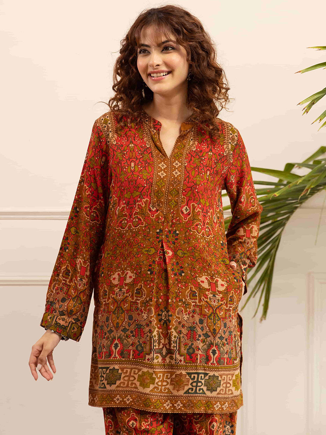Women Ethnic Motifs Printed A-Line Kurta & Palazzos