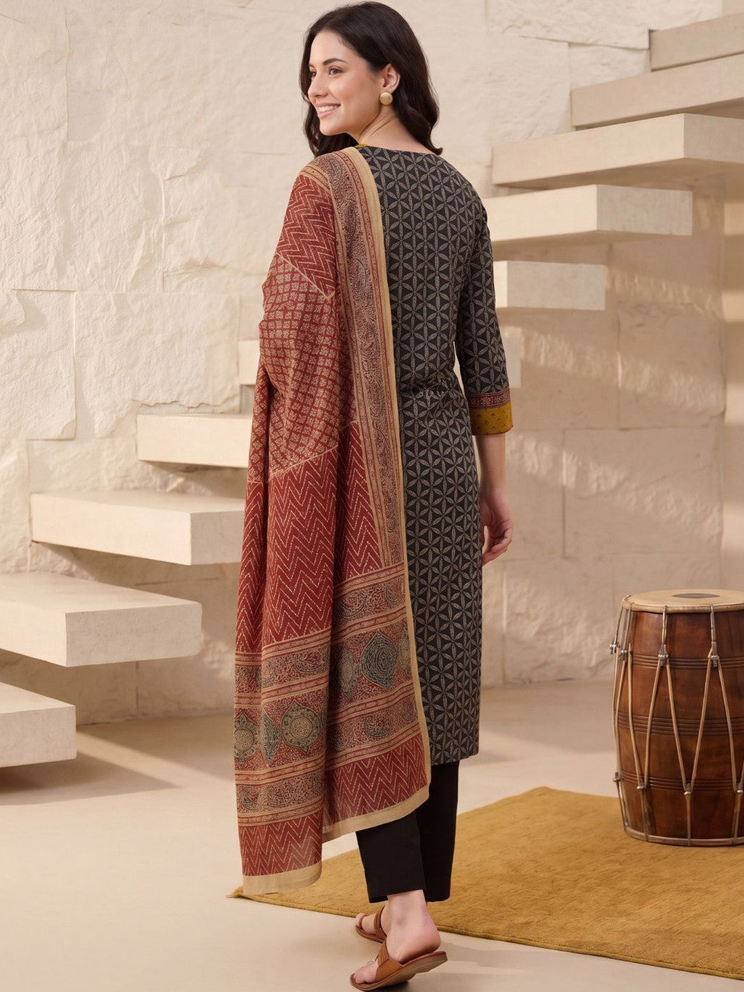 Women Printed Regular Pure Cotton Kurta with Trousers & With Dupatta