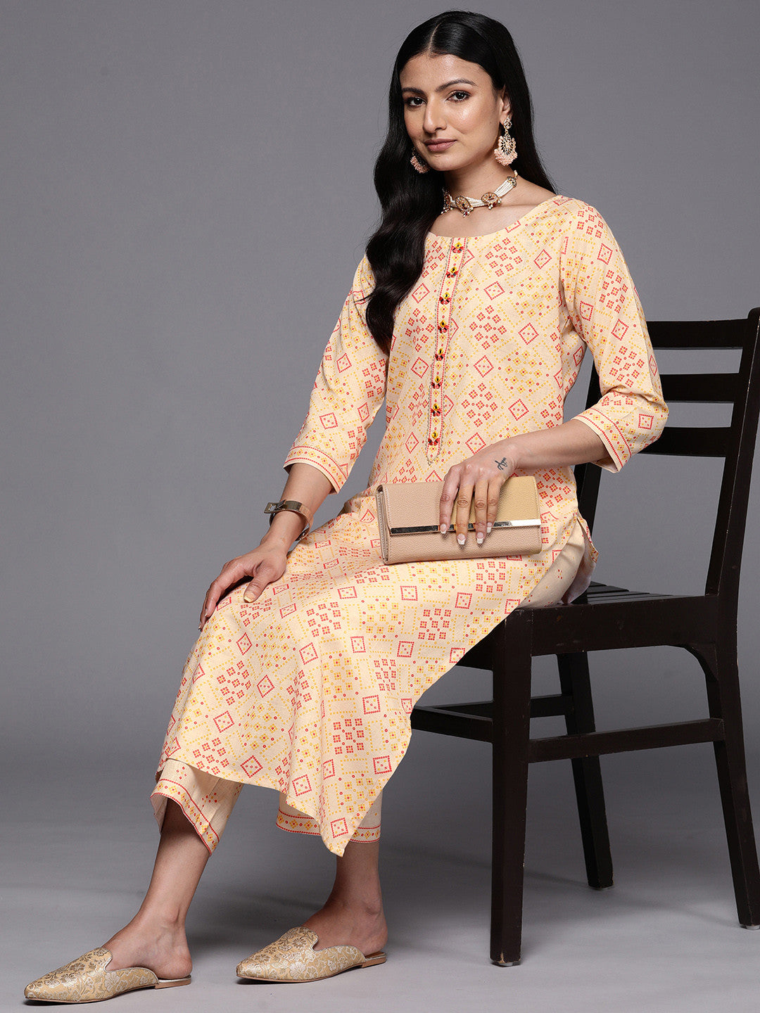 Bandhani Printed Kurta with Trousers