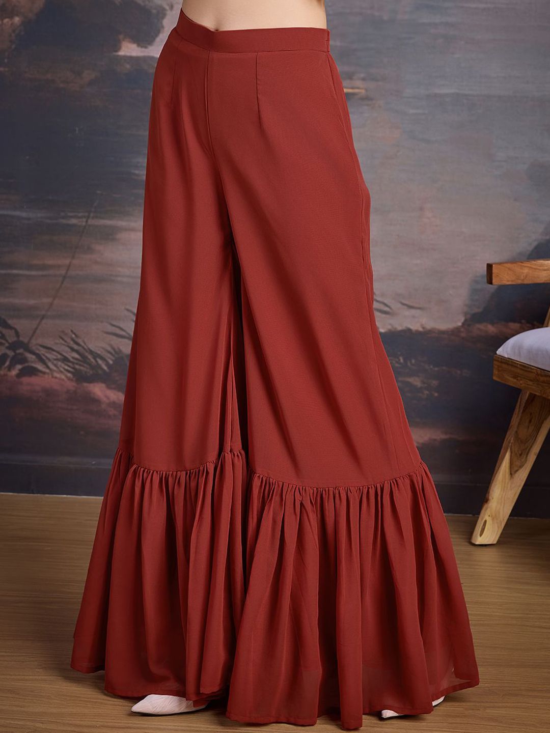 Dhiyona HOP Floral Embroidered Sequinned Georgette Kurta With Sharara & Dupatta