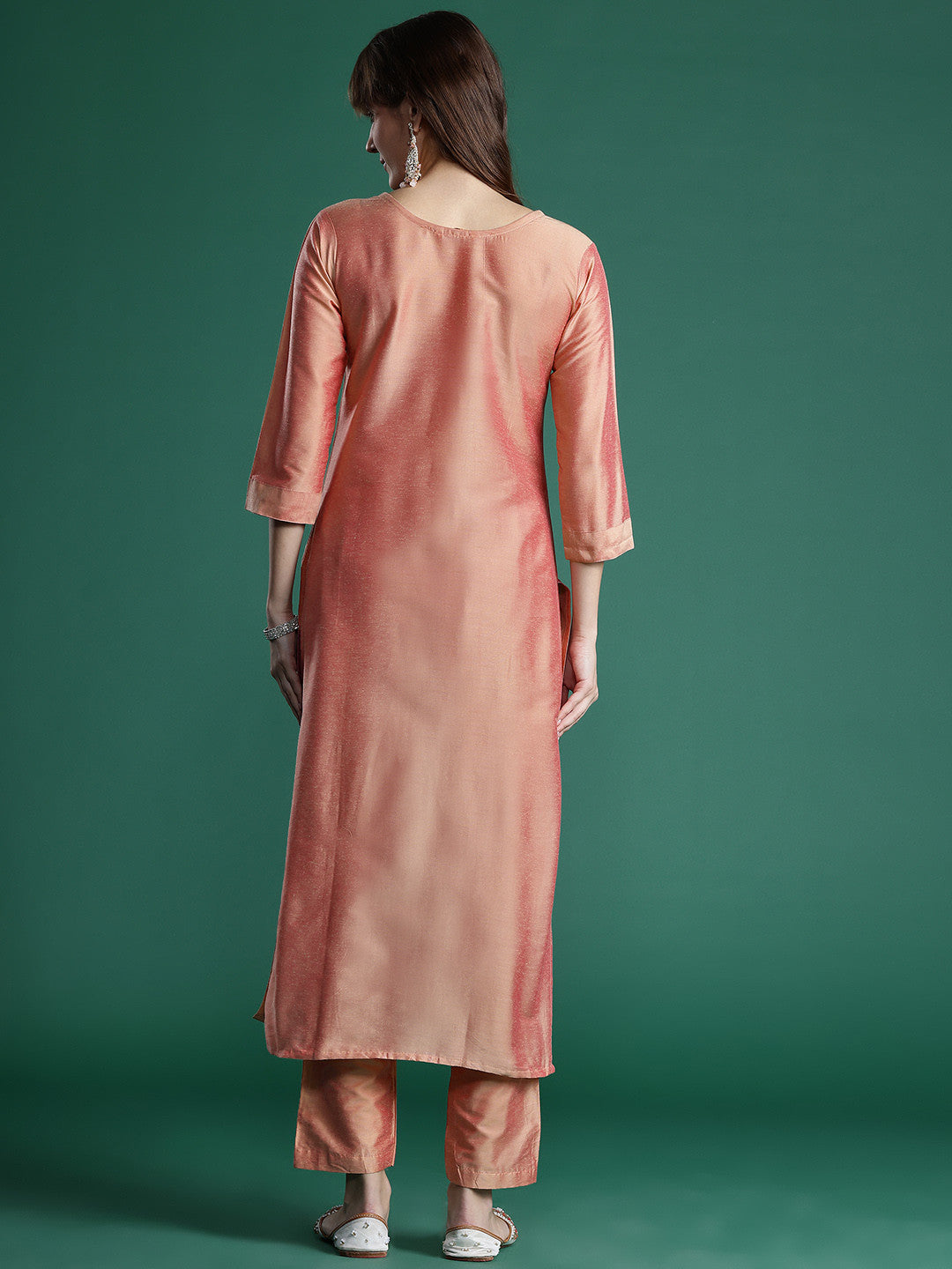 Floral Embroidered Thread Work Kurta with Trousers