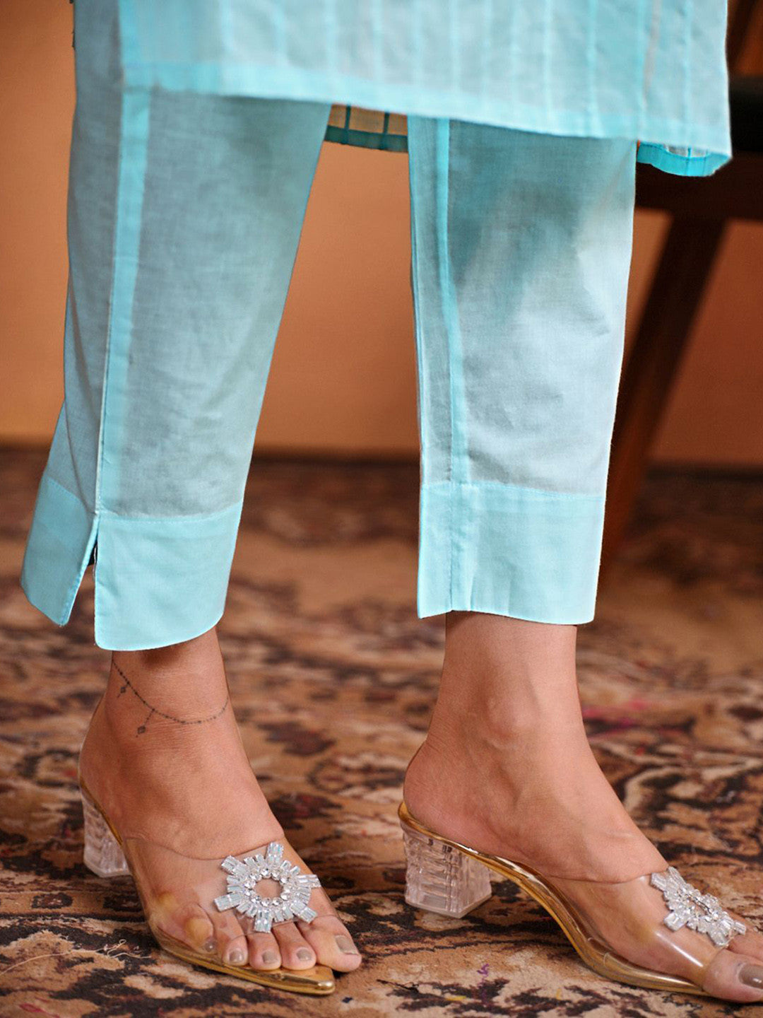 Women's Pure Cotton Straight Embroidered Kurta Pant With Dupatta Set