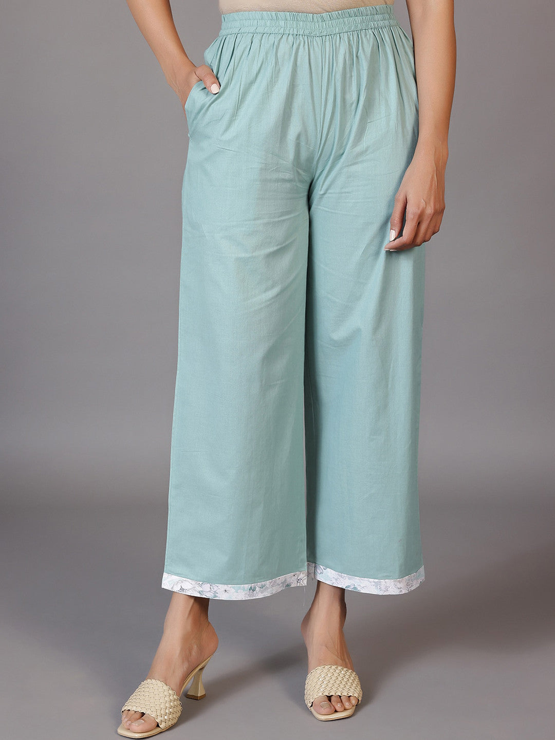 Floral Printed Pleated A-Line Kurta With Palazzos & Dupatta