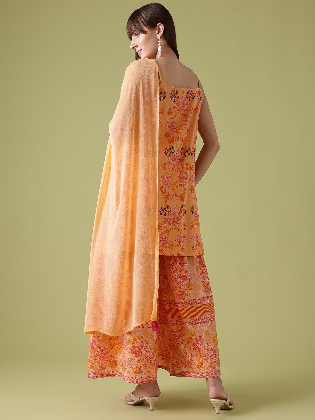 Dhiyona AN Ethnic Motifs Printed Lace Inserts Kurta with Sharara & With Dupatta
