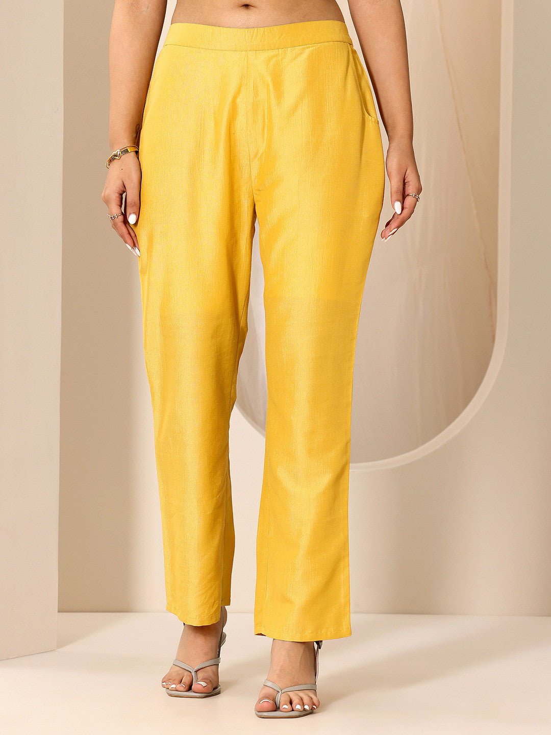 Floral Embroidered V-Neck A-Line Kurta With Trouser