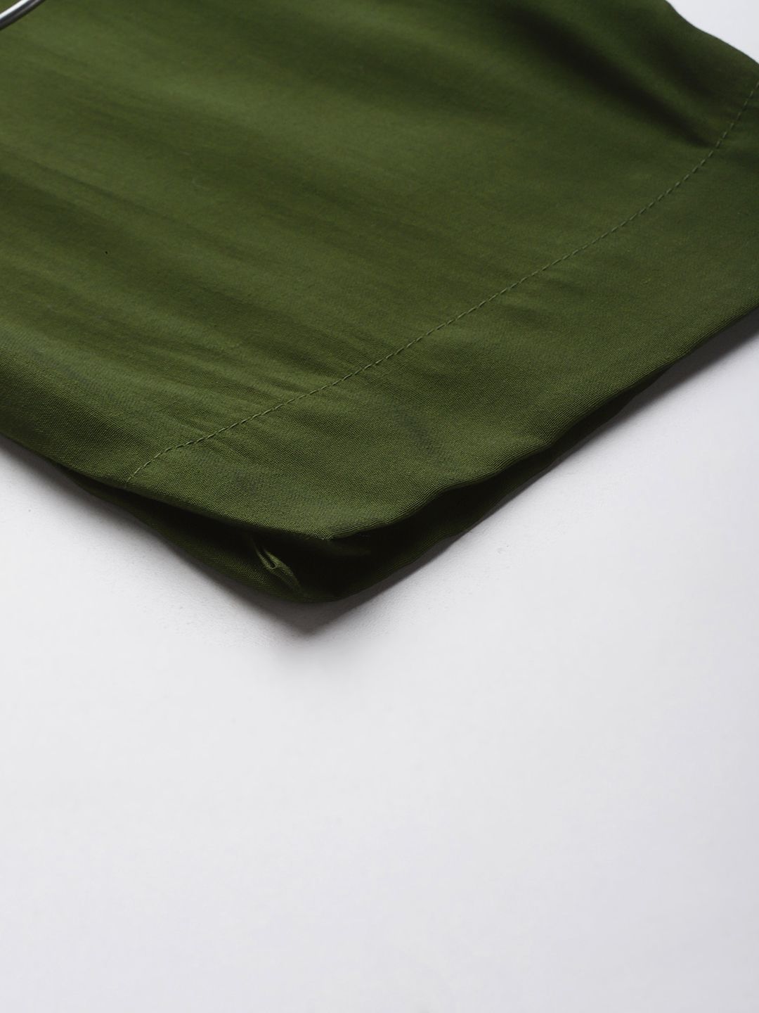 Olive Thread & Zari Embroidered Kurta with Trouser & Ethnic Printed Dupatta