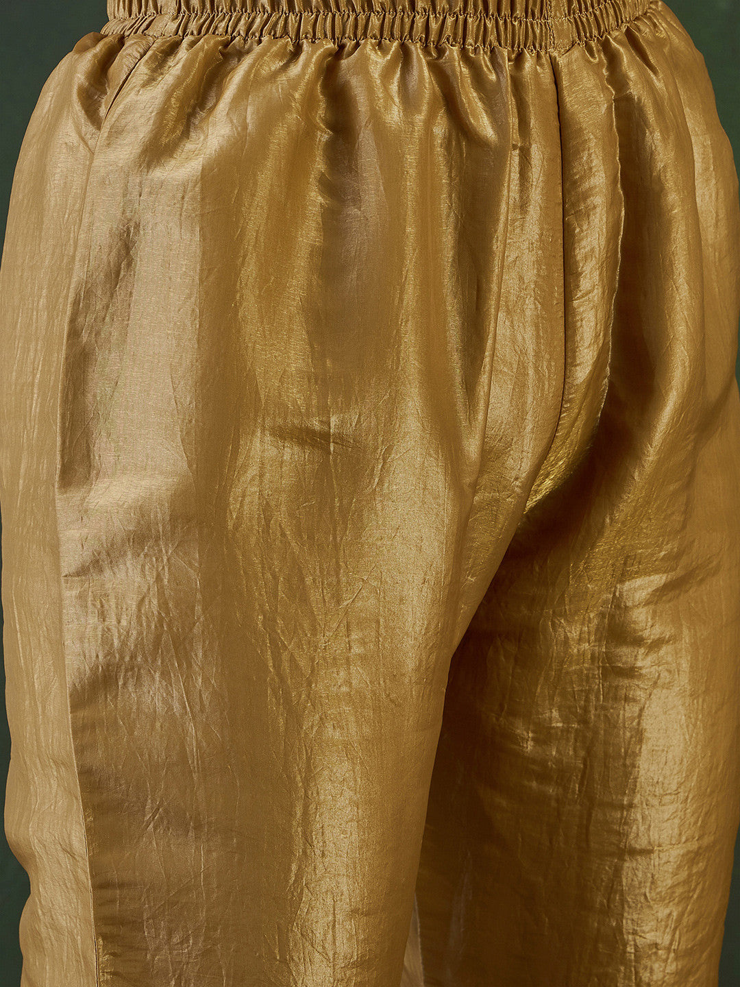 Gold Ethnic Motifs Embroidered Thread Work A-Line Kurta With Trousers And Dupatta