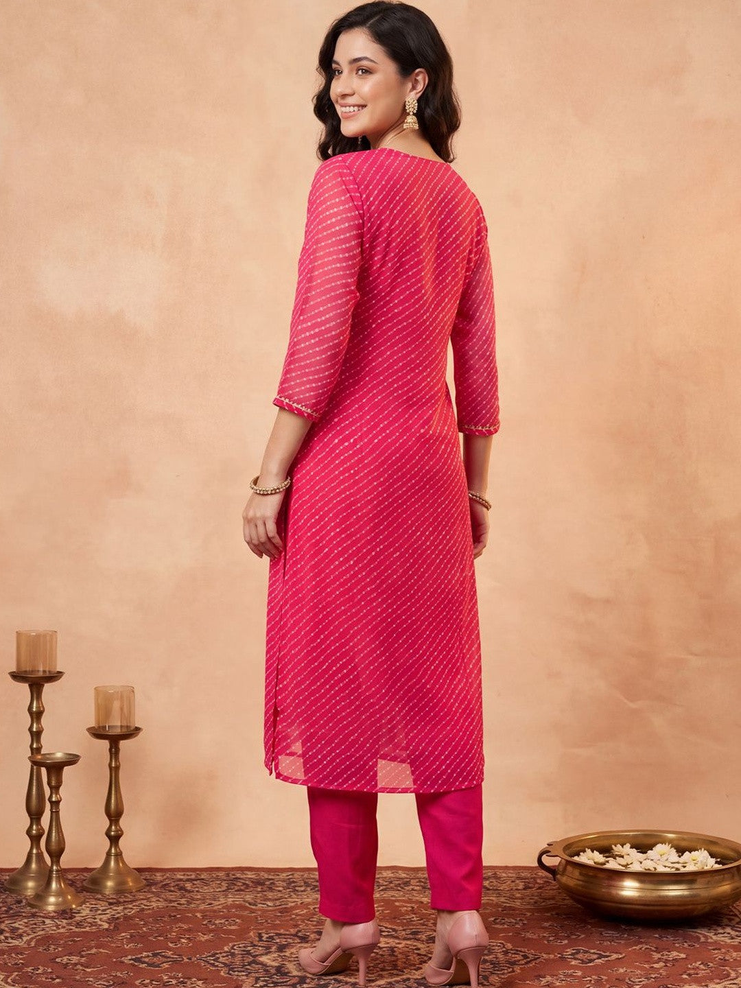 Women Striped Regular Sequinned Kurta with Trousers & With Dupatta