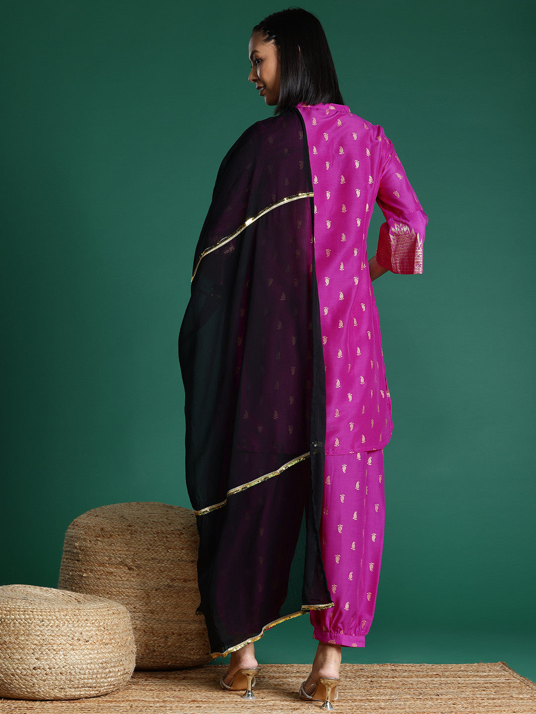 Paisley Print Kurta with Salwar & Dupatta